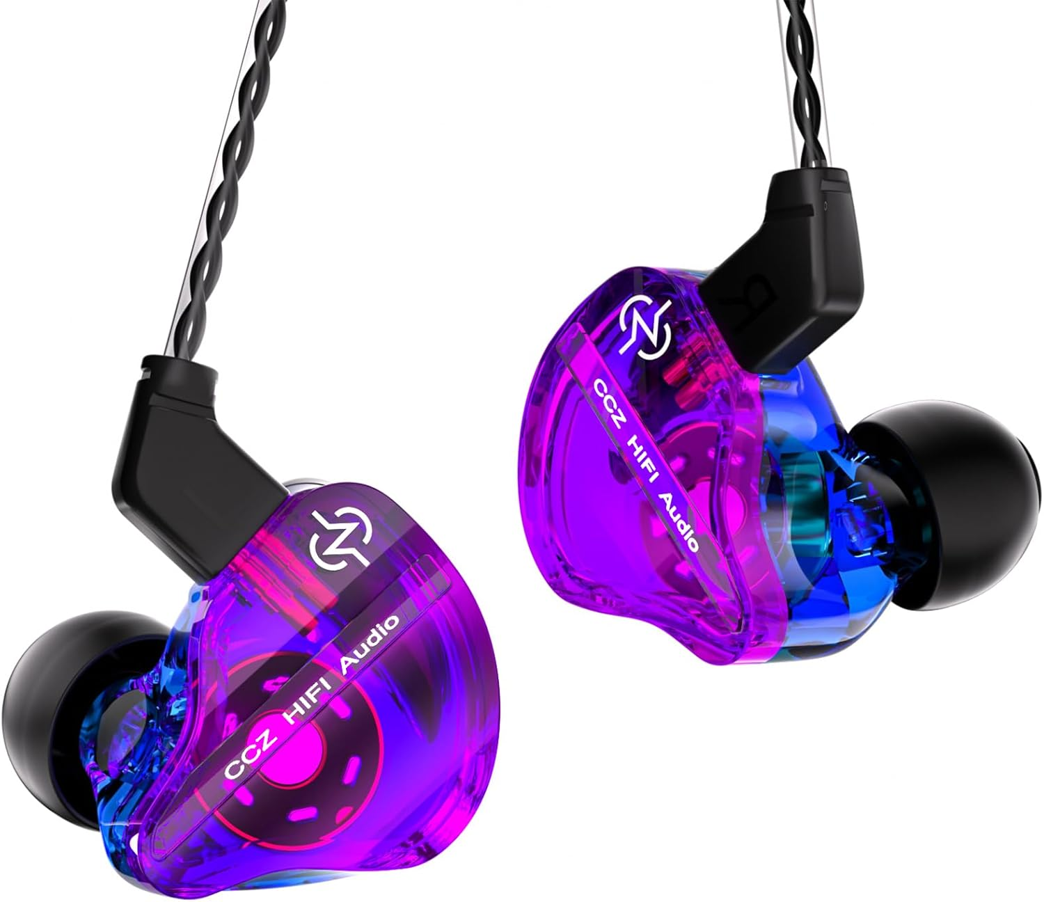 Yinyoo DC01 PRO Wired In-Ear Monitor Headphones, Deep Bass, Powerful Magnetic Composite Membrane, Purple-Blue, 22&Omega;, 110Db, 20-20Khz