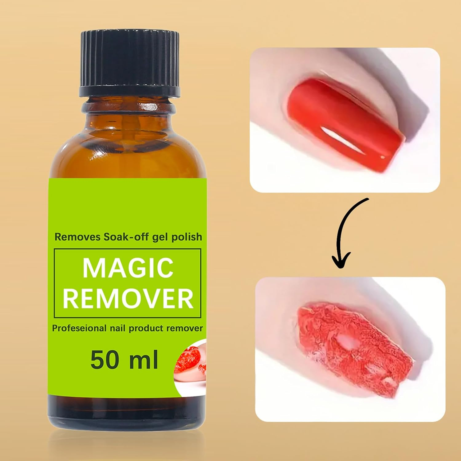 Qkbuza Acrylic Nails Remover,50Ml Soak off Gel Polish Remover - Natural Gentle Drop Supplies Removal for Home Women Girls Beginners image number 5