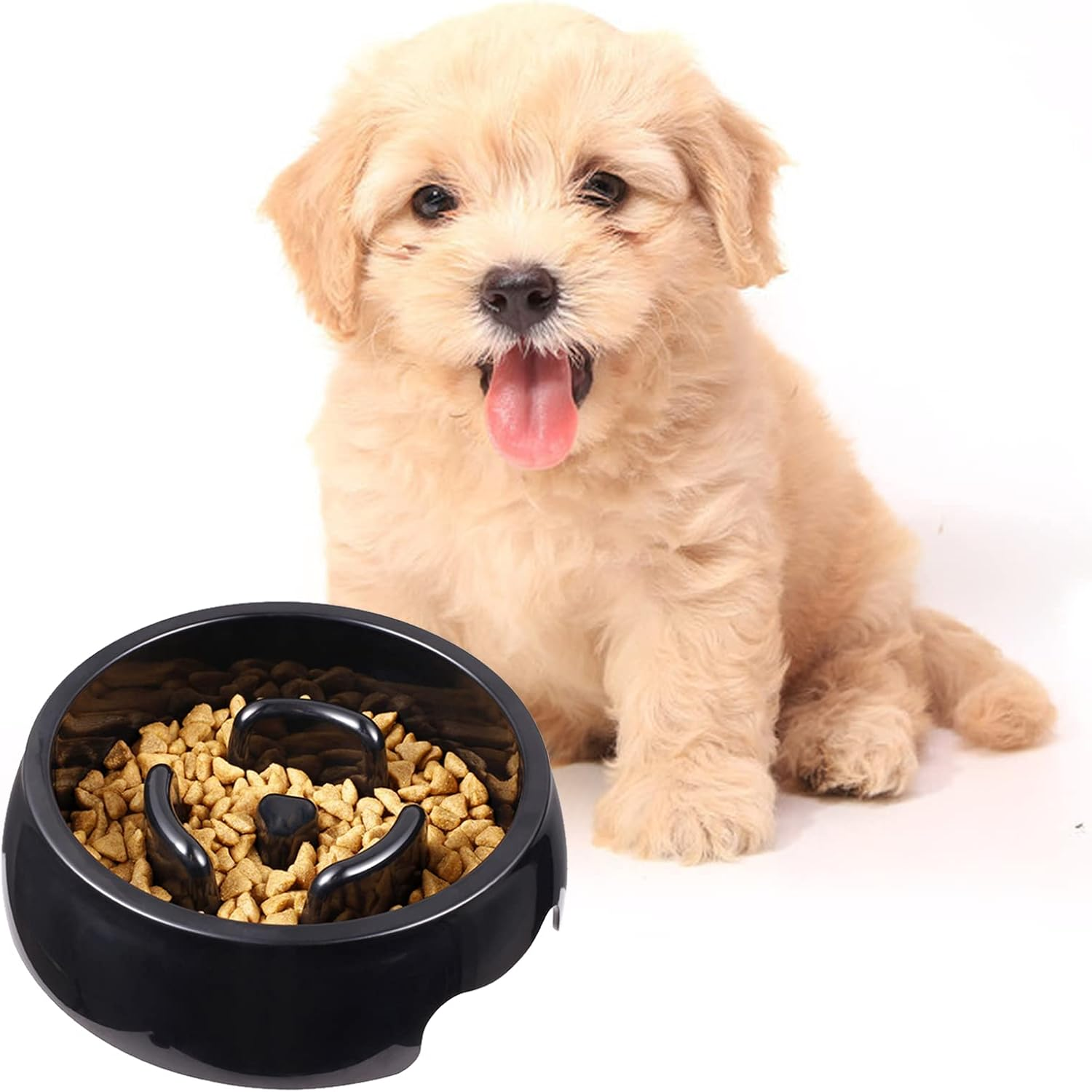 Slow Feeder Dog Bowls, Visuivit Pet Slower Food Feeding Bowls Hold 2 Cups, Stop Bloat Bowl Anti-Choking & Anti-Gulping & Fun Feeding Bowl (S) image number 4