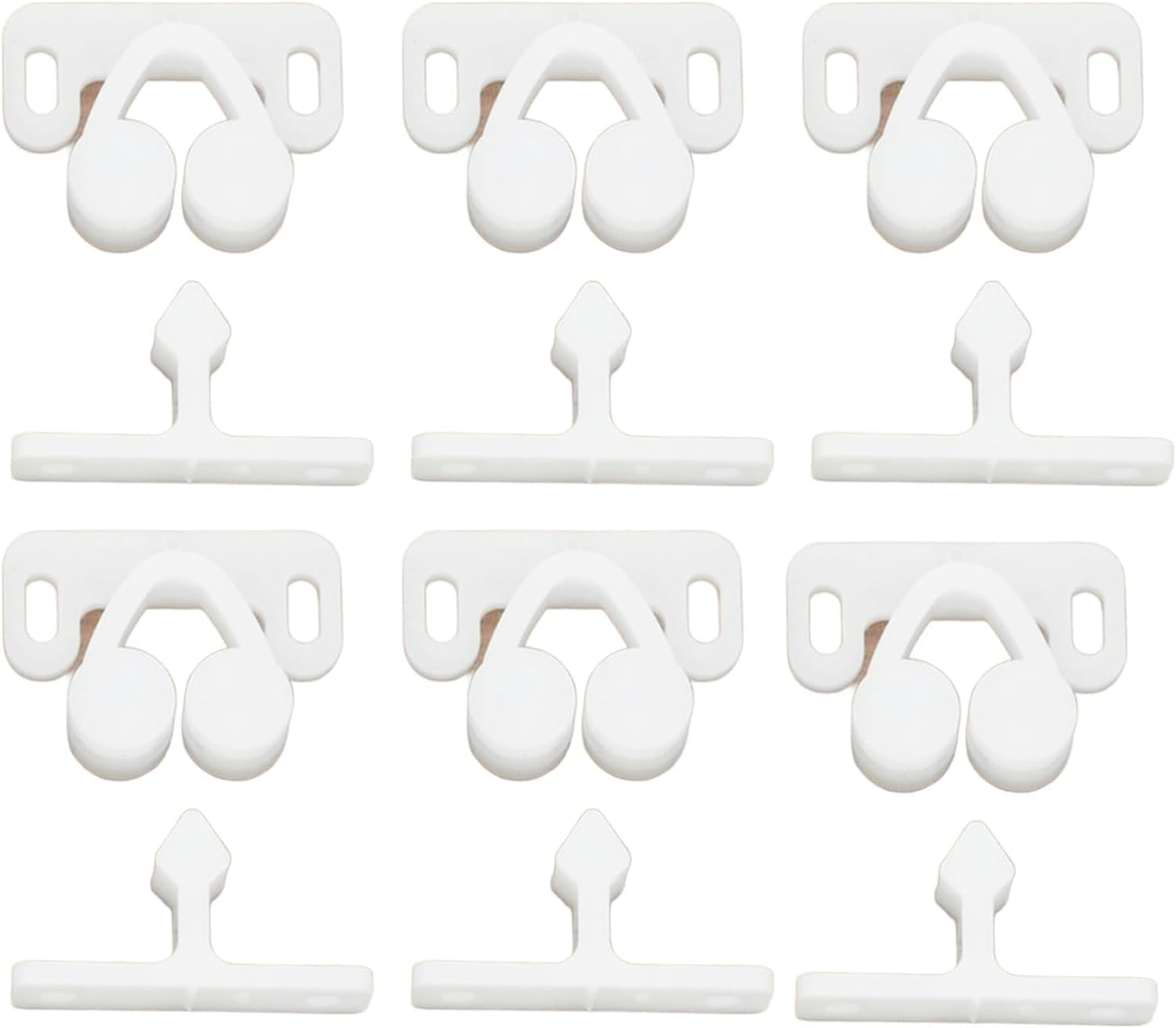 Jinshining 6Pcs White Marine Boat Ball Catch Door Cupboard Spring Cabinet Catch Boat Door Latch Back Plates Roller Latch Plastic Catches Cabinet Hardware Catches image number 5