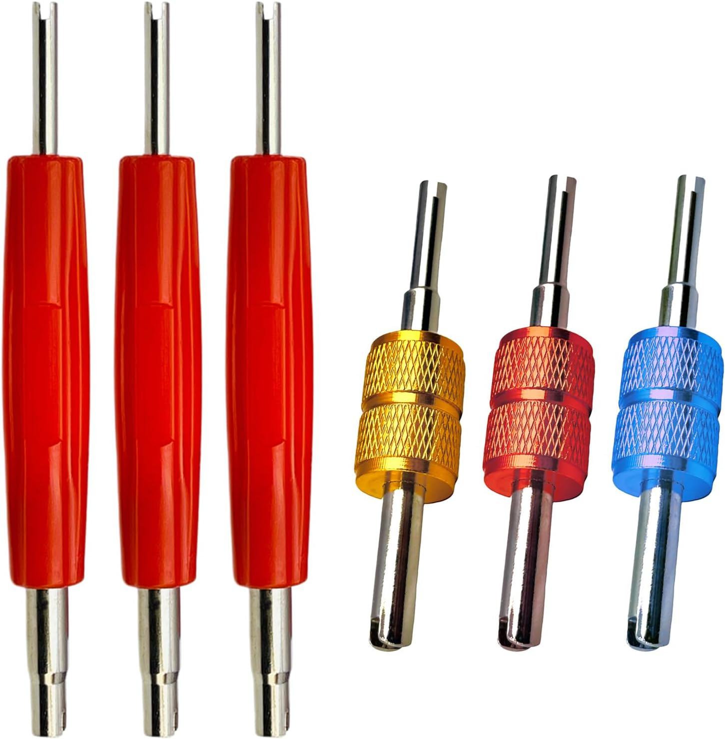 Aracey 6Pcs Valve Core Removal Tool Set-R134A R12 HVAC Double Heads Tire A/C Systems Schrader Valve Stem Core Remover Tools,Tire Repair Tools, Air Conditioning Valve Core Remover Schrader Valve Tool