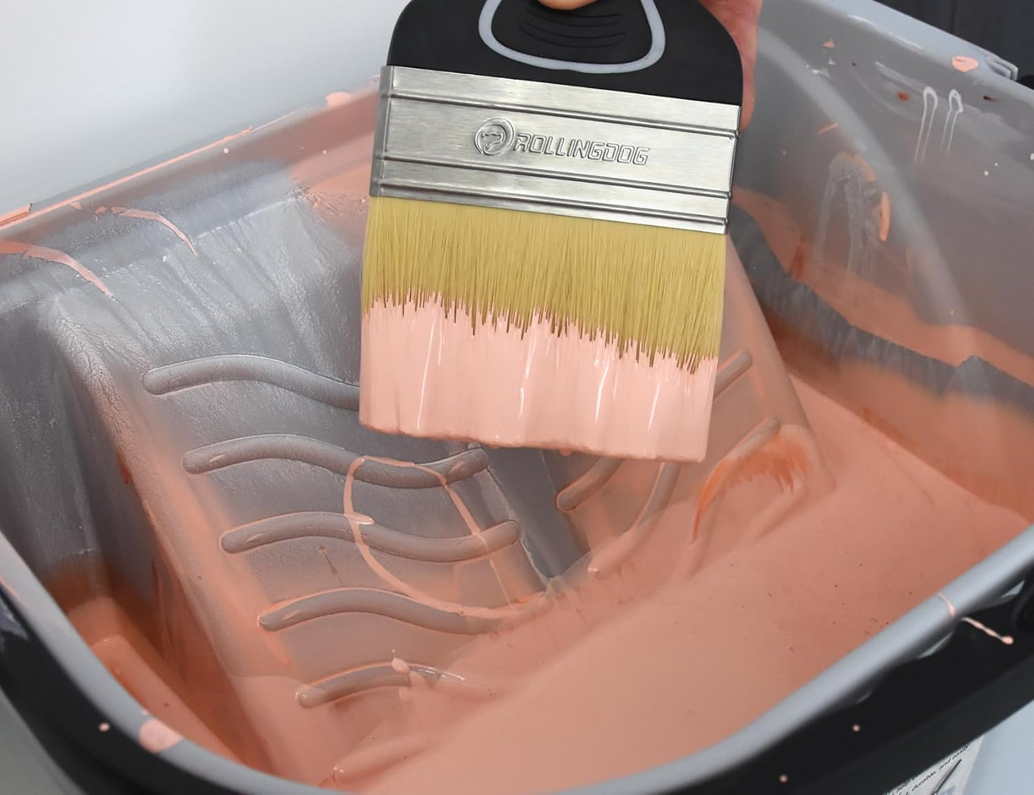 ROLLINGDOG Large Paint Brush- Soft Paint Brush for Smooth Surfaces,Wall Paint,Ceiling,Blinds,Large Surface Areas(100Mm) - 4 Inch Soft Filament image number 4