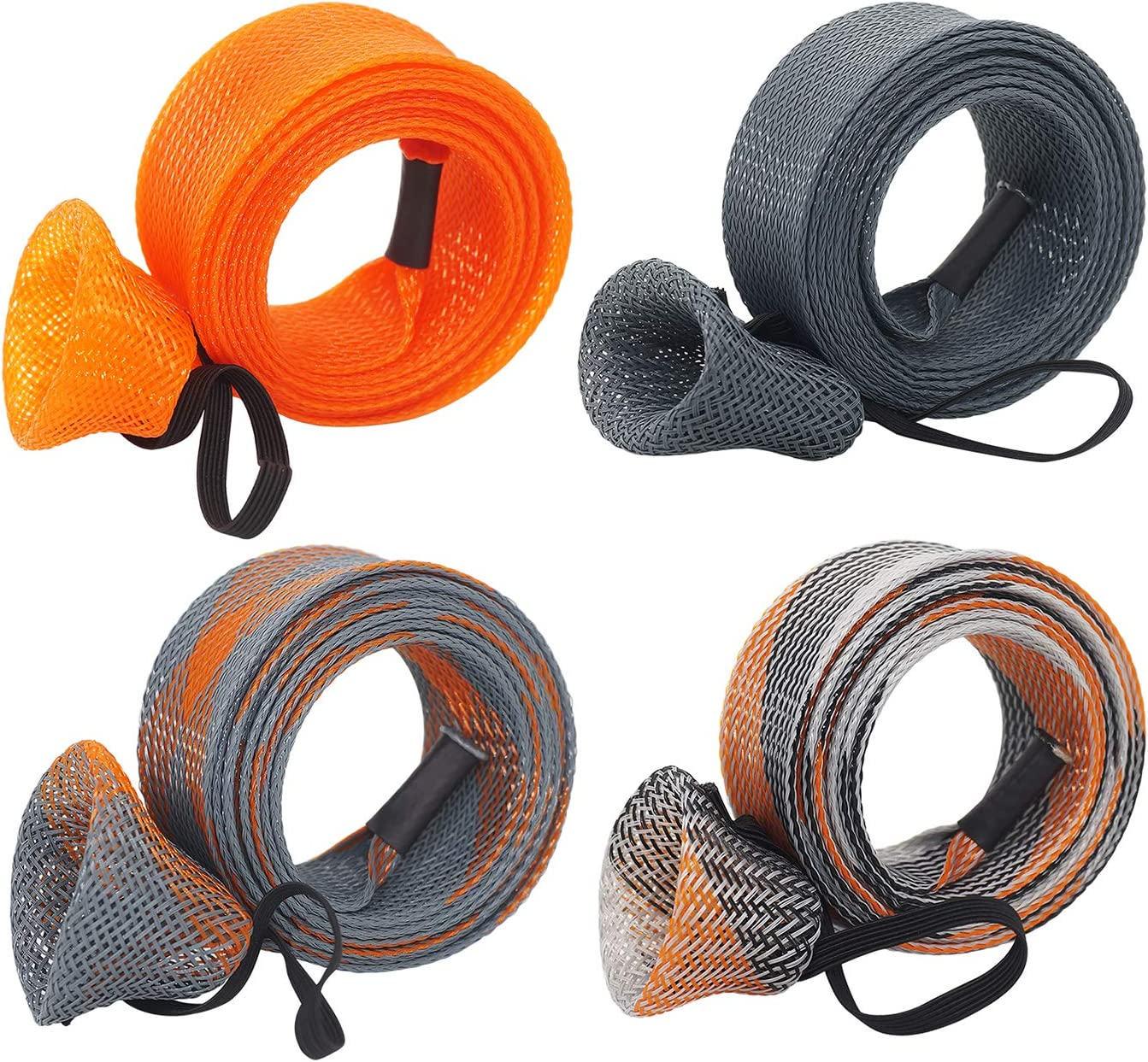 Beetwo Fishing Rod Cover, 4 Pack Rod Sleeve Sock Pole Glove Protector with Lanyard for Fly, Spinning, Casting, Sea Fishing