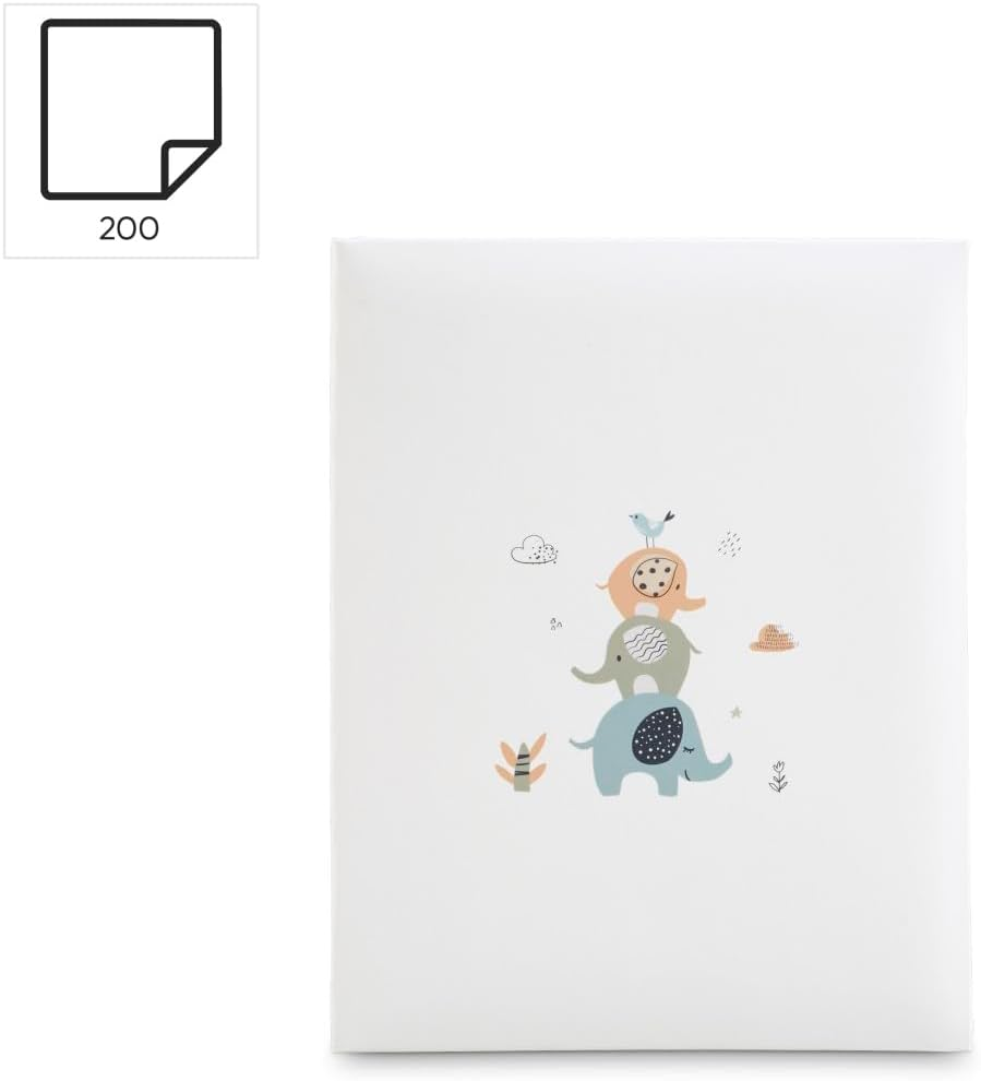 Hama White Animal Photo Album with Cover and Memo Area (200 Photos 10 X 15 Cm, 100 Pages, 19 X 25 Cm, CD and Negative Sleeve, Animal Motif) image number 1