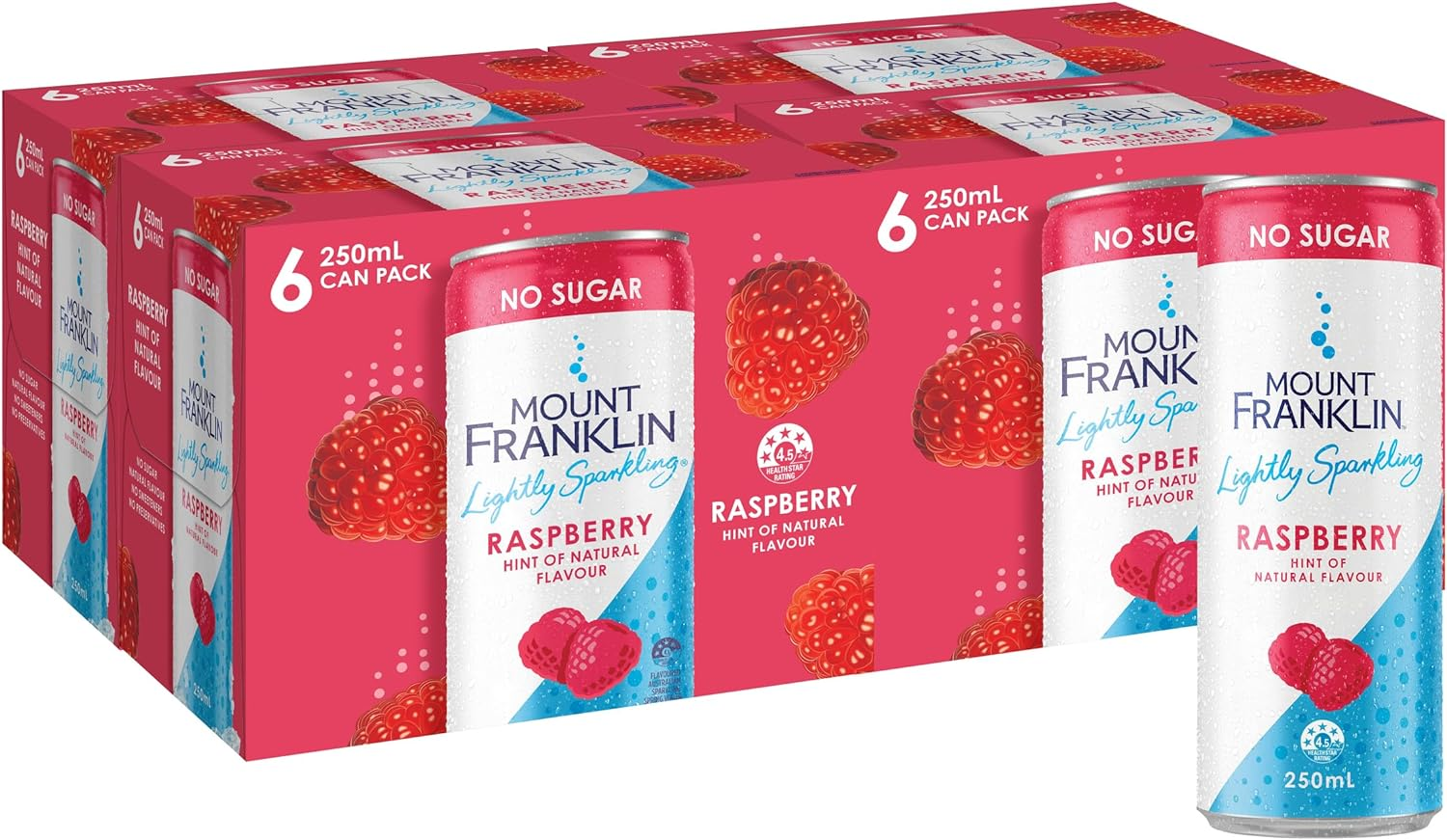 Mount Franklin Lightly Sparkling Water Raspberry Multipack Mini Cans 24X250Ml image number 5