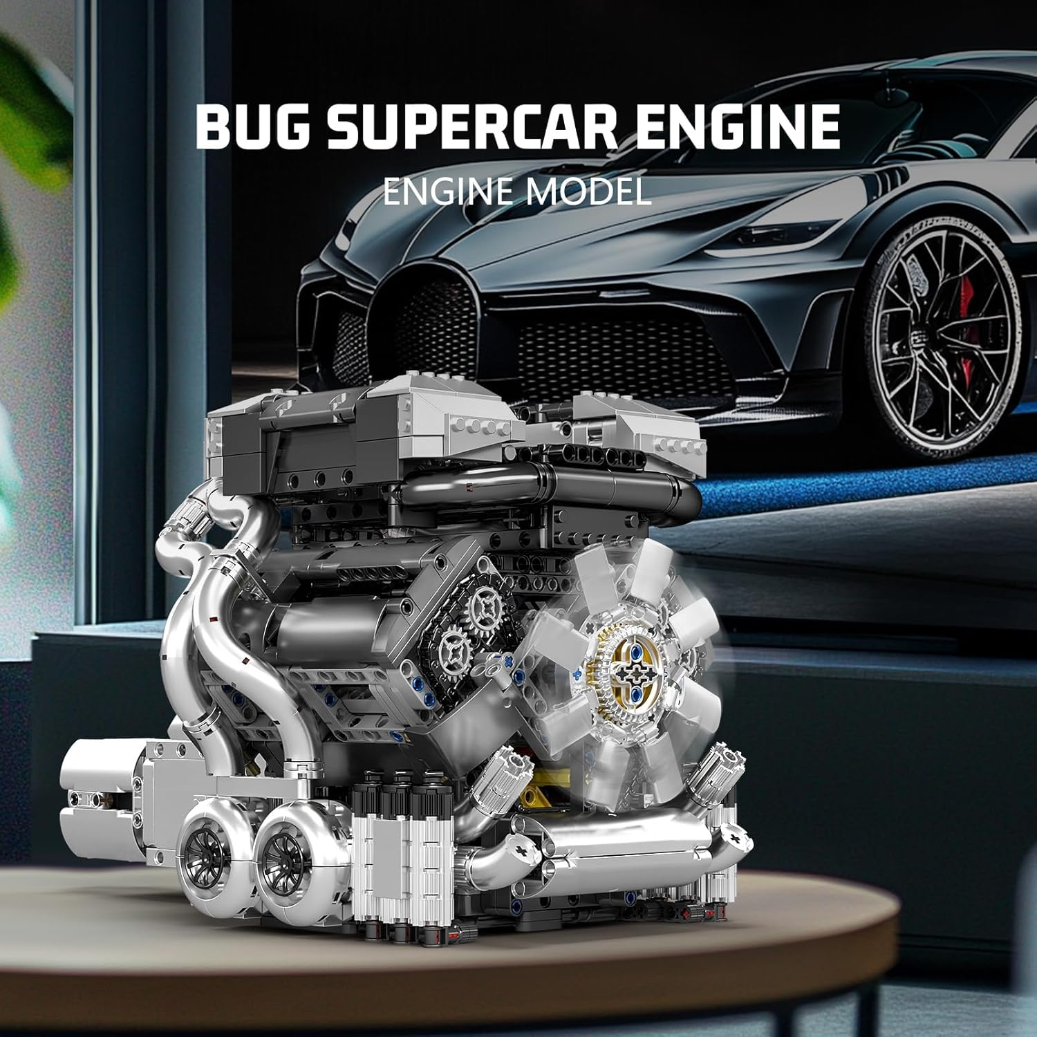 Mould King 10201 W16 Engine Assembly Kit - Build-Your-Own W16 Engine Toy 2024 Pieces, 16-Cylinder Gasoline Car Engine Replica Model Kit for Kids/Teens Ages 10+ image number 2