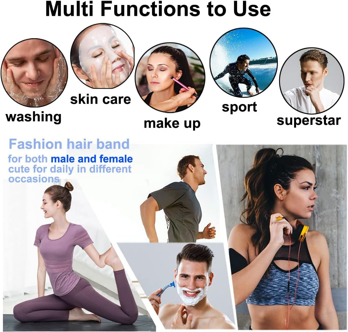 Hair Bands for Men, Non-Slip Sports Fashion Headband, Mens Metal Hair Band, Hair Hoop for Outdoor Sports, Weddings, Daily Wear (3 Pieces) - 3Pcs-S3 image number 7