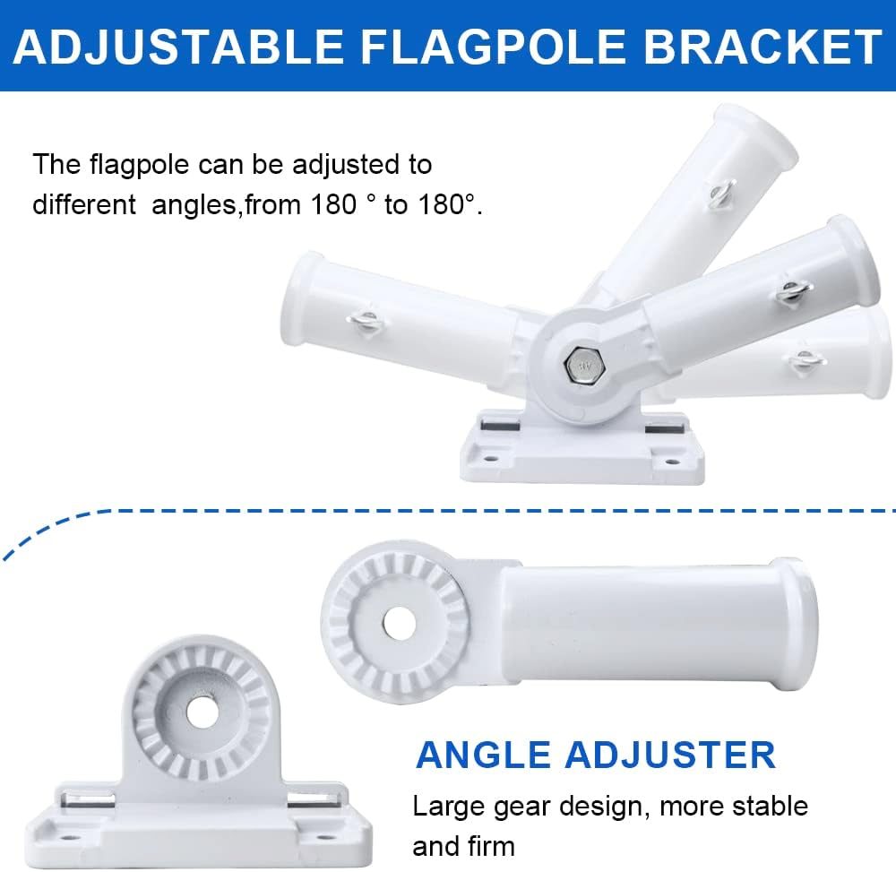 Flag Pole Holder, 2 Pack Flag Pole Mounting Bracket, Metal Flag Pole Bracket, Flagpole Hardware, Adjustable Multi Positions, Flag Stand Flag Bracket for House Outdoor