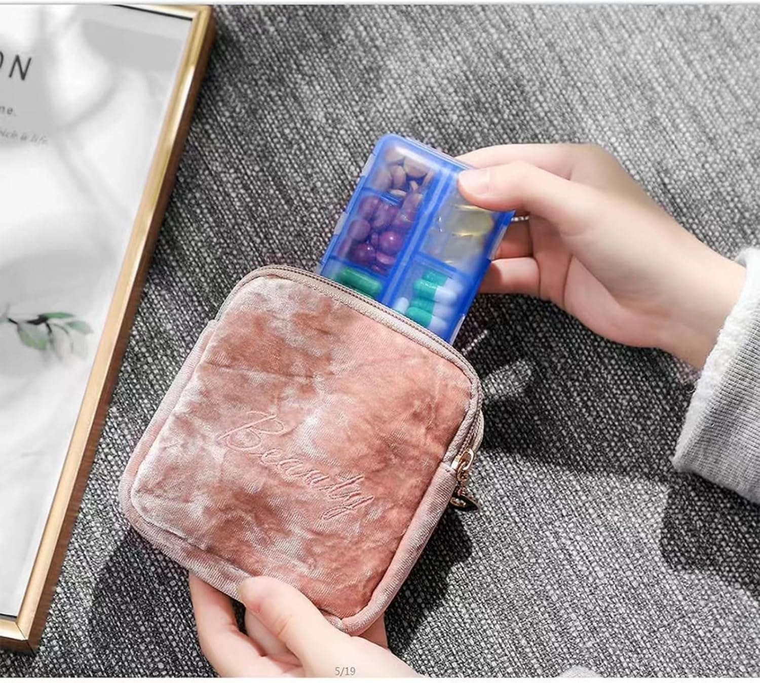 2 Portable Pill Box Organisers, 10 Compartments for Different Medications, Can Be Used for Pills/Capsules/Vitamins/Fish Oil/Accessories Etc,Blue image number 6