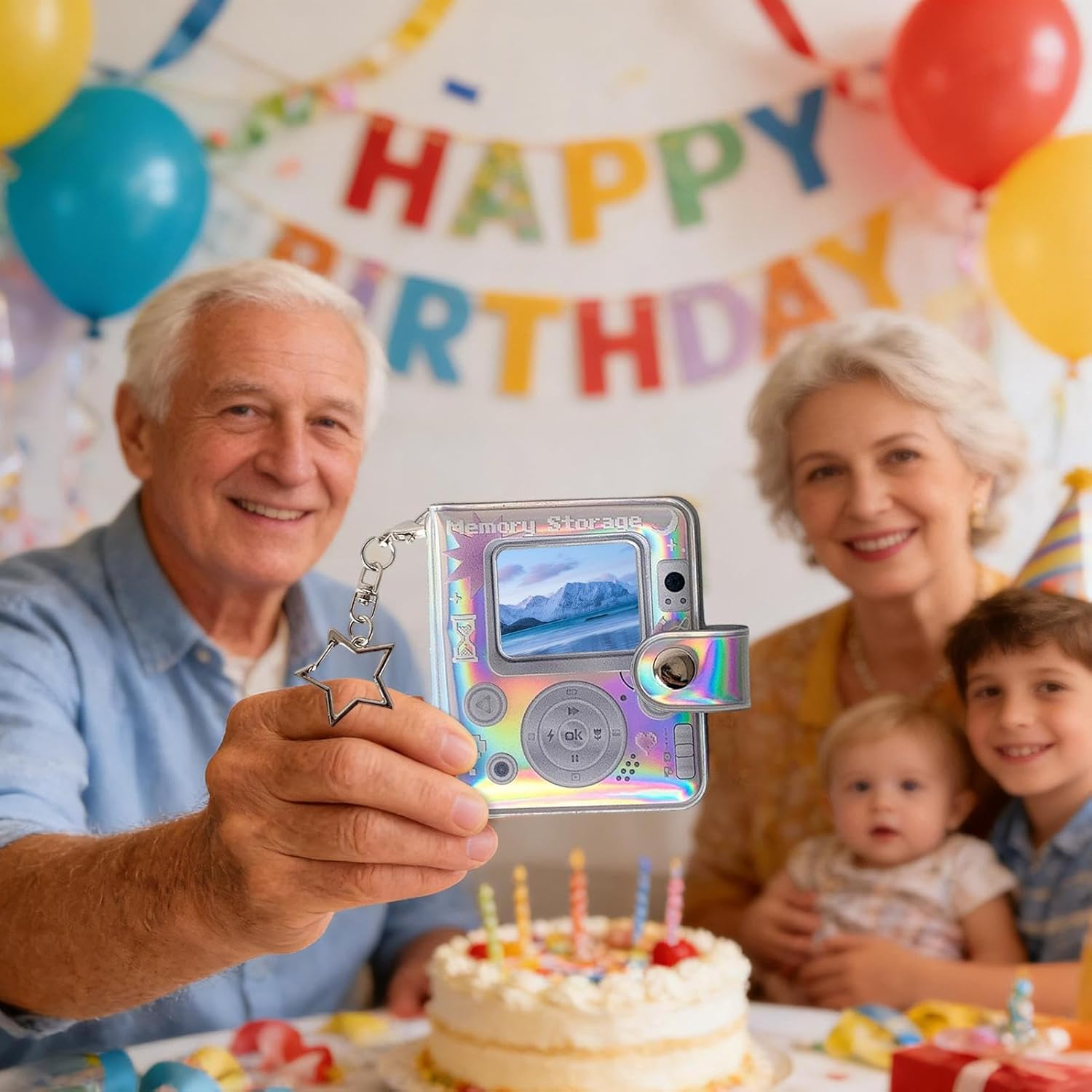 Huvqianu Photo Book Keychain - Cute Retro Double-Sided Small Portable Keychain - Picture Album Book - for Family Kids Christmas Holiday Party Vacation Memorial Pregnancy Birth Growth Home