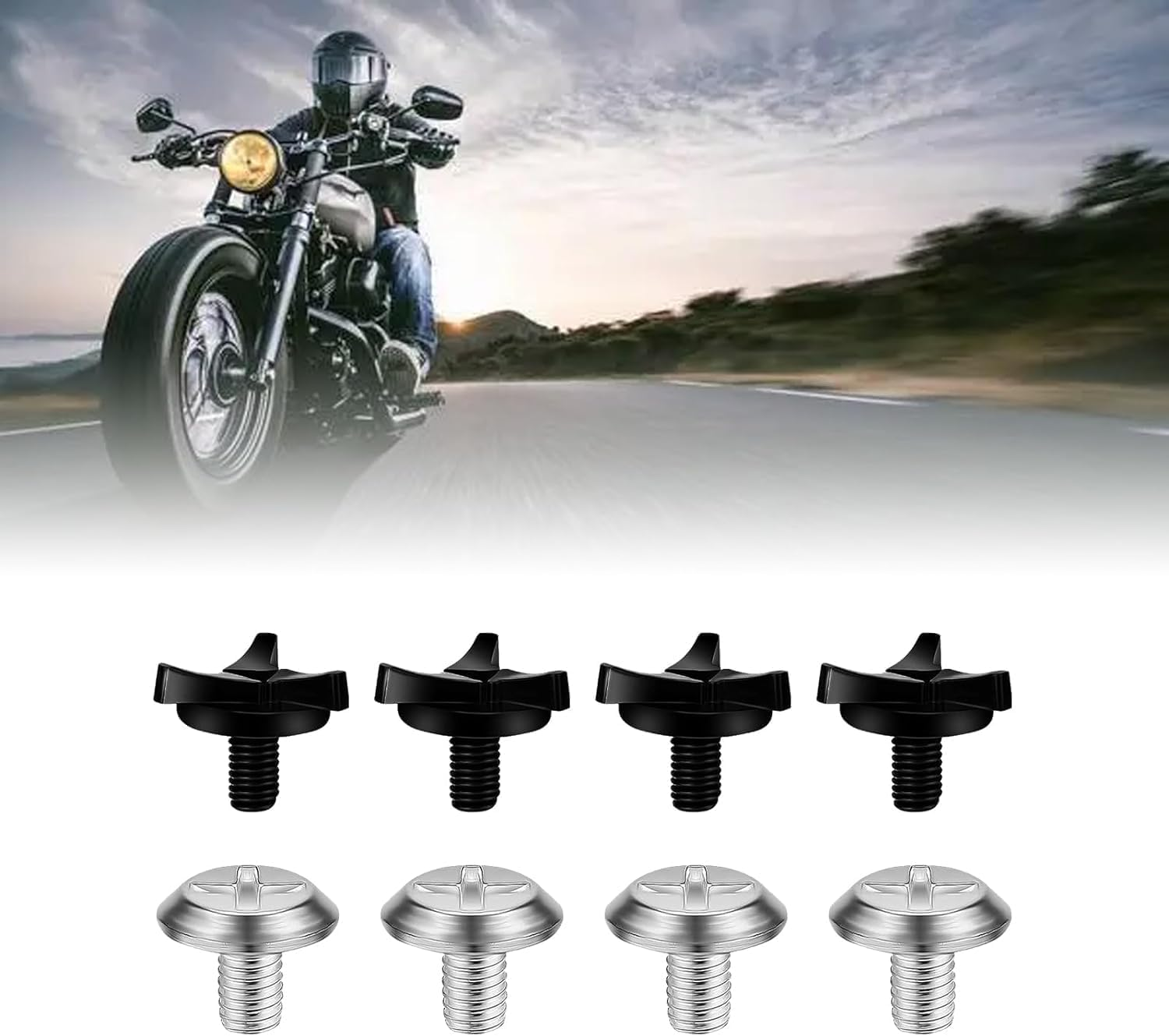 8Pcs Motorcycle Helmet Visor Screws with Rubber Washers & Visor Clips, Stainless Steel Helmet Accessories for Motorcycle/Dirt Bike/Atv Helmets (Black, Silver) image number 1