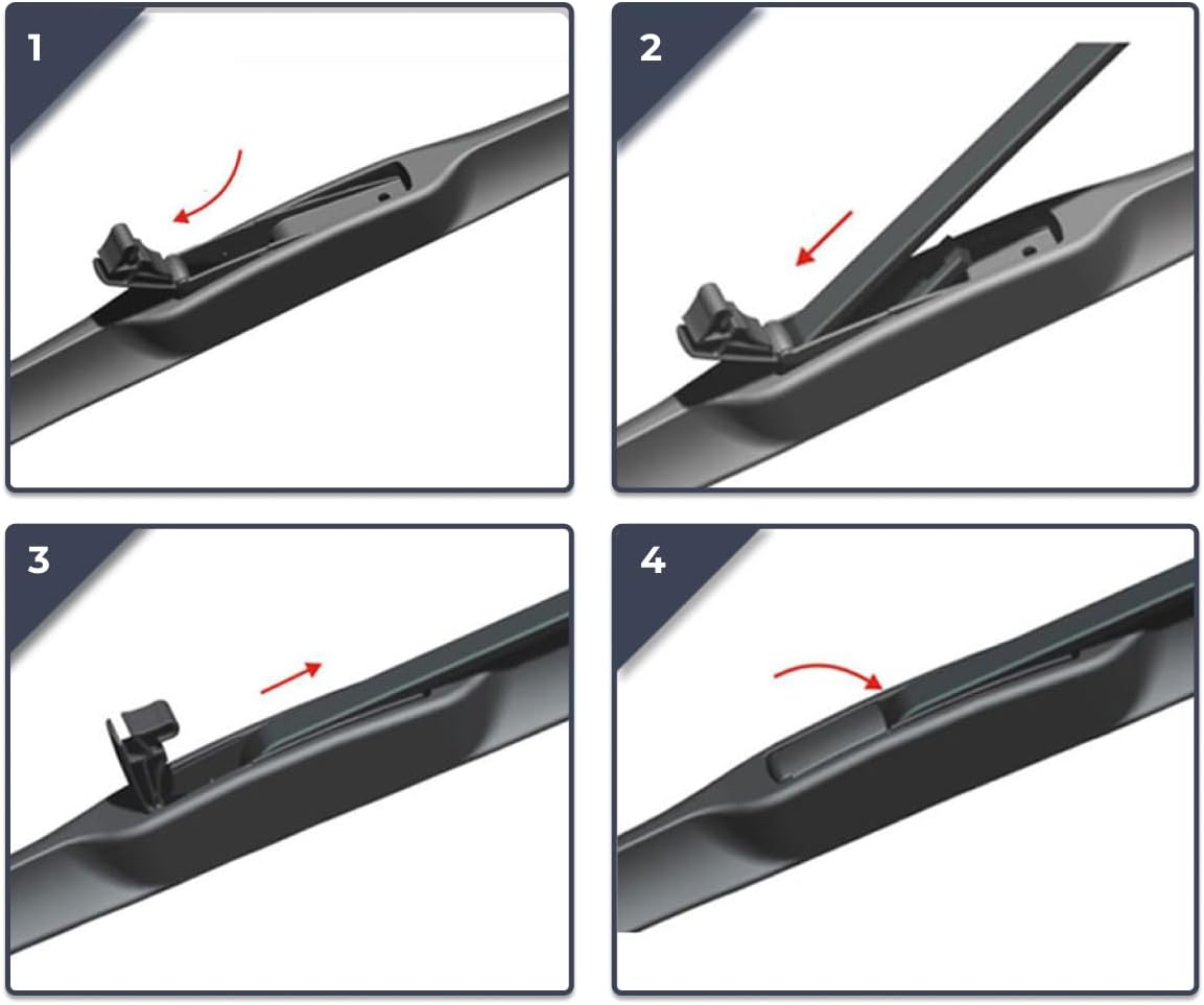 Hybrid Wiper Blades for Hyundai I30 PD 2017-2023 Pair of 26" + 16" Inches Sizes Replacement Front Windscreen Fits U Hook Driver Passenger Side Rubber Wipers J Hook Kit (Set of 2) image number 5