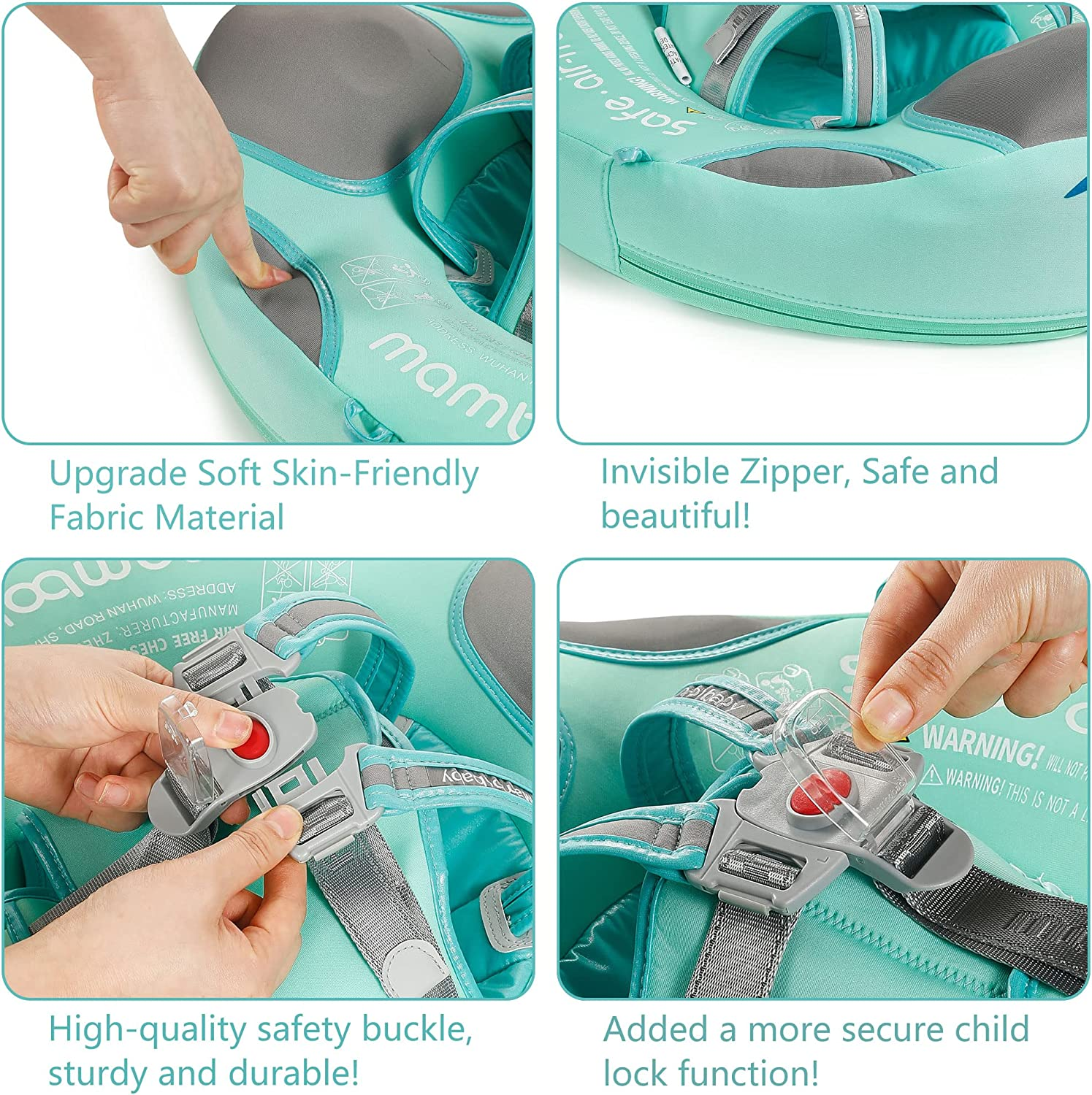 Mambobaby Float Add Tail Newest Baby/Infant Swim Float with Canopy, Non-Inflatable Solid Upgrade Soft Waterproof Skin-Friendly Leather Material image number 3