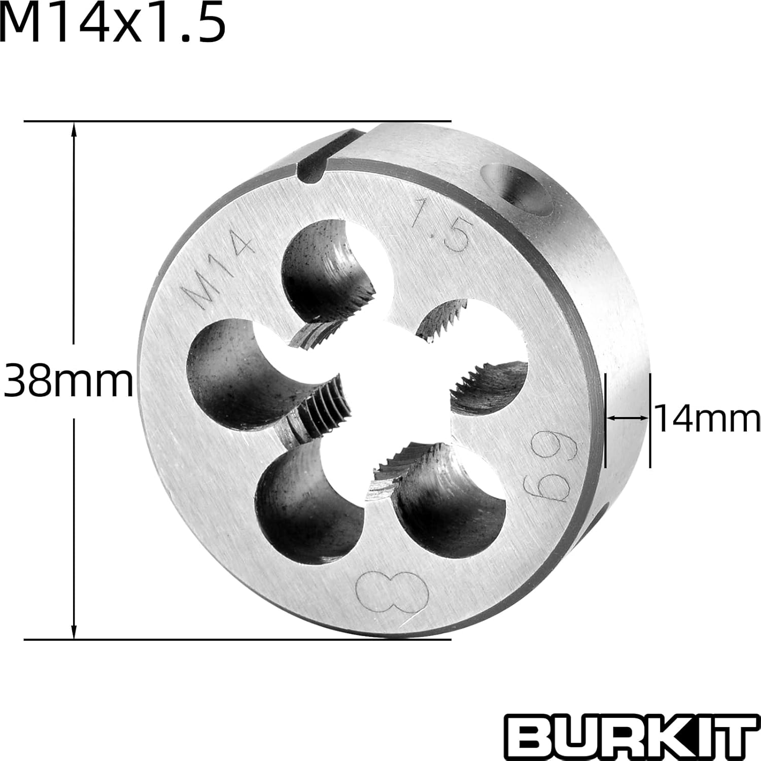 Burkit M14 X 1.5 Tap and Die Set, M14 X 1.5 Machine Thread Tap and round Die Right Hand image number 6