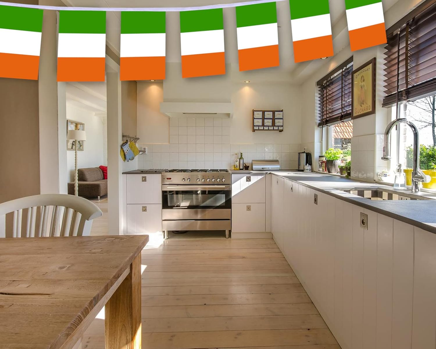 30 PCS Ireland Flag, 33 FT Irish St-Patricks National Bunting,Decor Pennant Banner for Outdoor Indoor Patio Yard Decoration image number 2