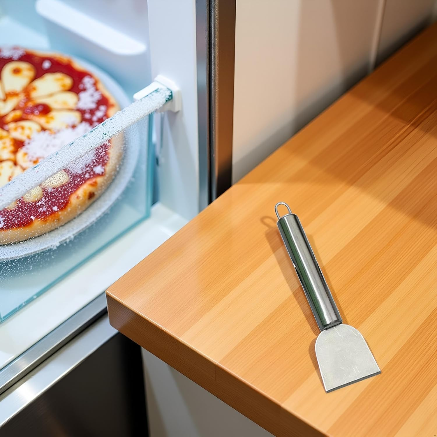 Wyjuan Freezer Scraper, Ice Scraper for Freezer, Steel Shovel, Heavy Duty Kitchen Scraper, Stubborn Dirt Spatula for Range Hood Grease Grime, Oil Fume Removal, Multipurpose Cleaning，Cooking Utensils image number 2