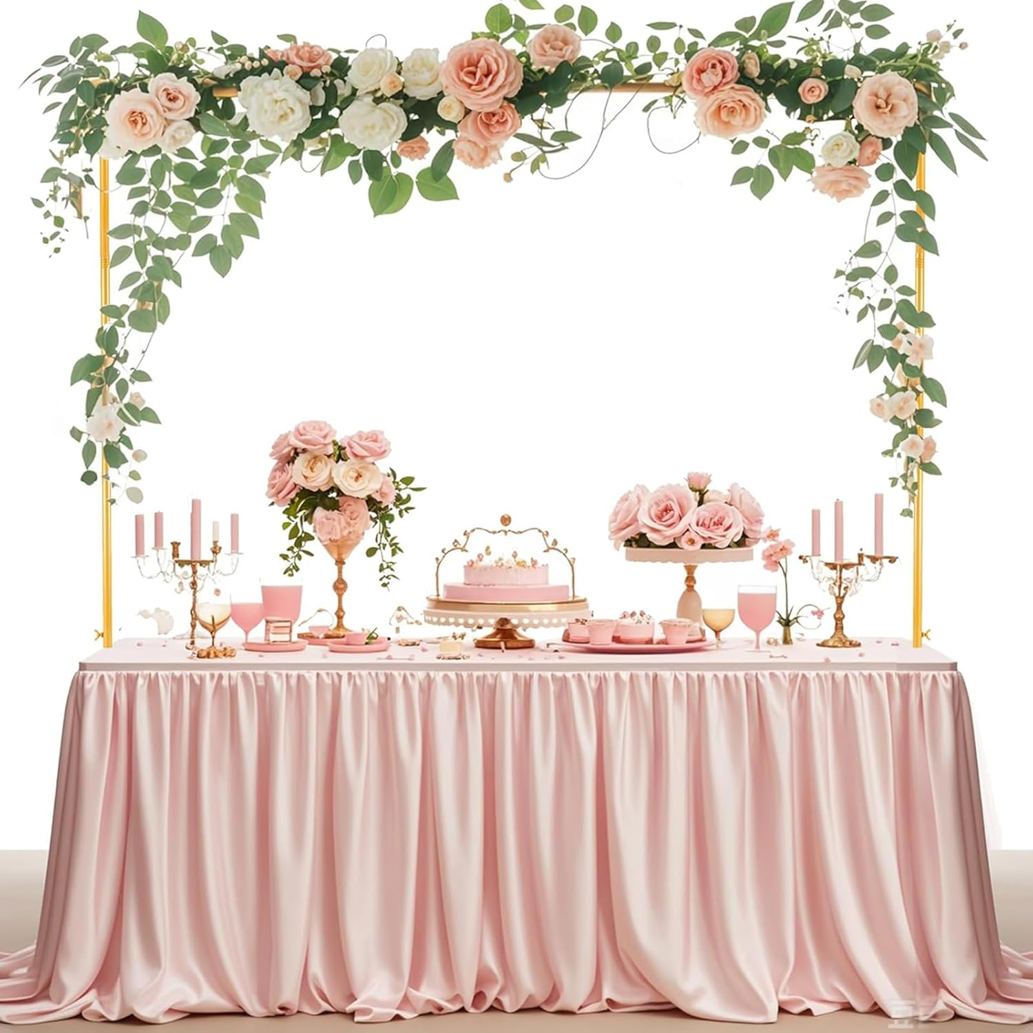 Table Rod Stand with Clamps Adjustable 40-120 Cm Tall 80Cm-260 Cm Length,Gold Metal Balloon Arch Stand,Perfect for Wedding Decor,Arch Backdrop, Parties,Wedding Arch, and Celebrations image number 3