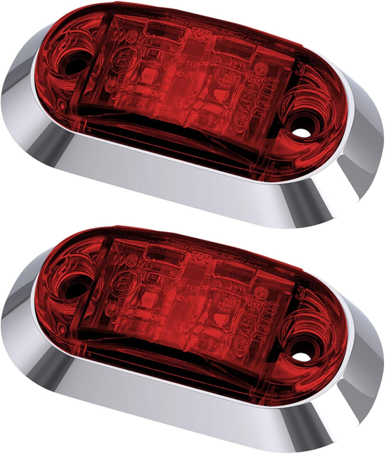 Dream Lighting 2 Pack 12V DC Cool White LED Sleek Side Marker Clearance Lights Indicators Trailer Truck RV Motorcycle Lamp Surface Mount