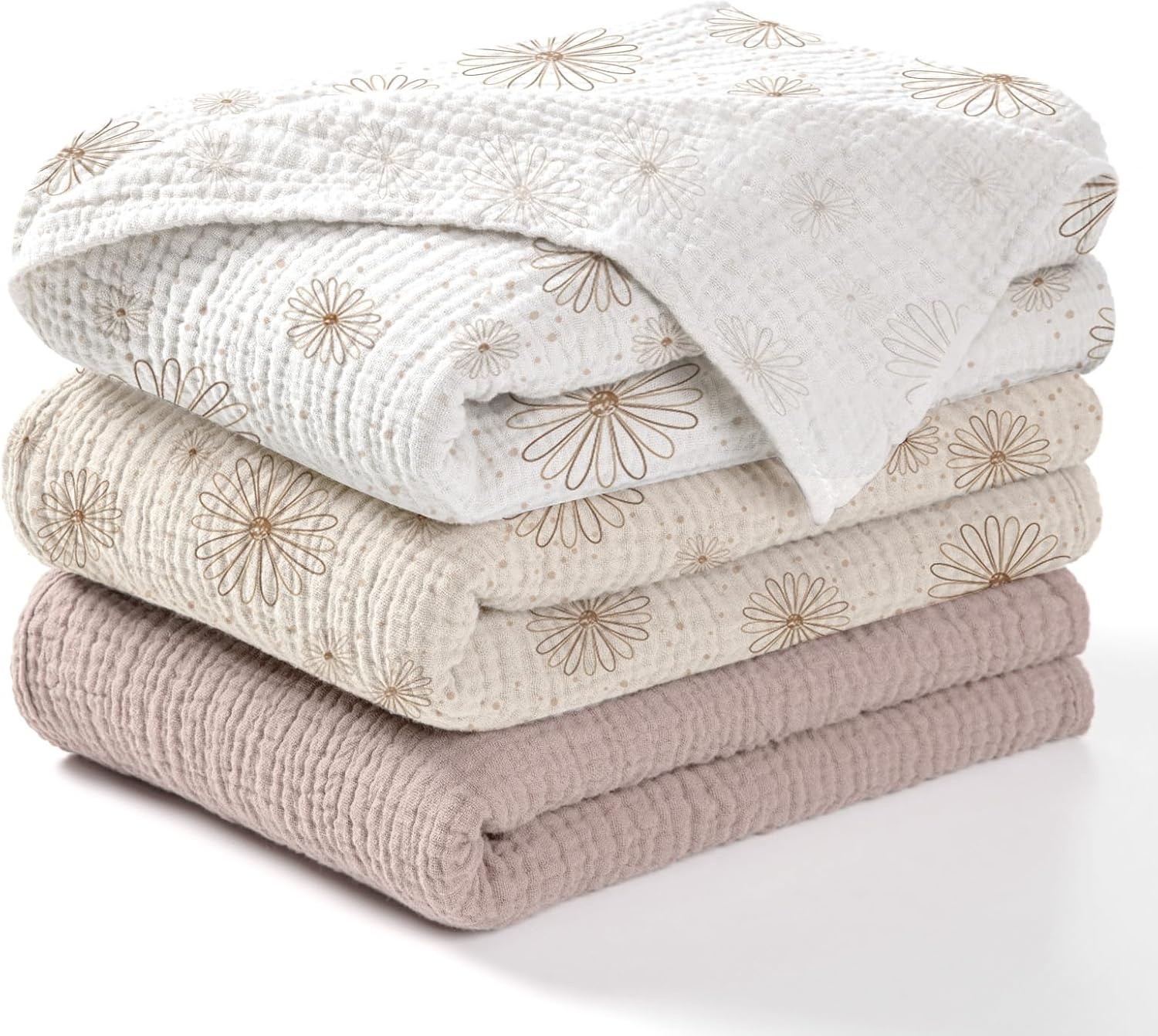 Lulumoon Baby Muslin Swaddle Blankets: Soft Receiving Blanket for Newborn - Cotton Swaddling Blanket for Neutral 3Pack image number 3