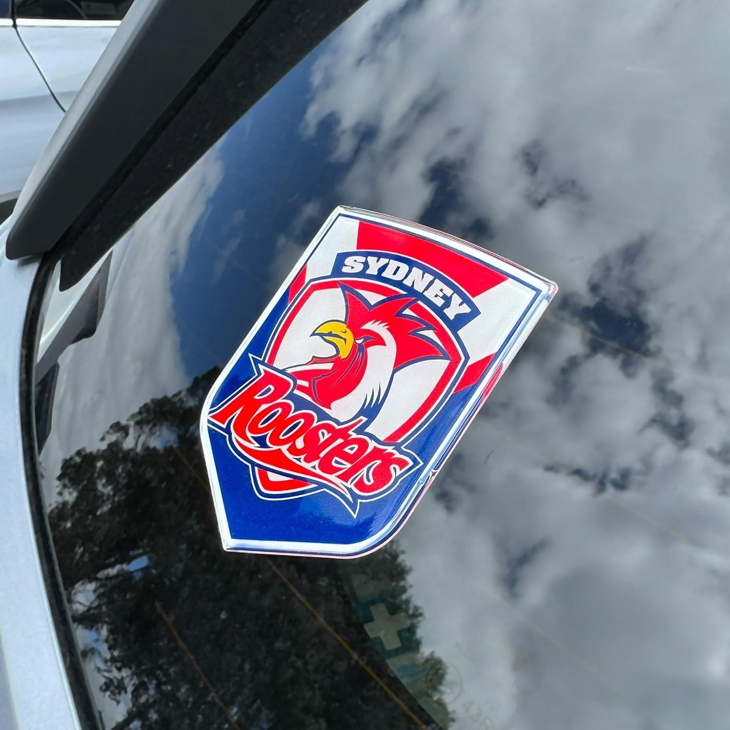 Fan Emblems Roosters Car Decal &bull; Sydney Roosters Clear Resin Coated Chrome Auto Sticker - Size: 97 X 76 X 2Mm &bull; Officially Licensed NRL Car Accessories image number 2