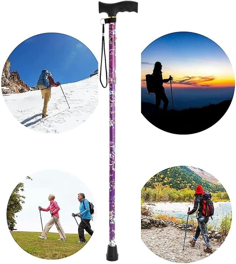 Folding Hiking Cane, Portable Adjustable Walking Stick, Suitable for Outdoor Mountaineering Enthusiasts and Elderly People with Limited Mobility(Purple) image number 6