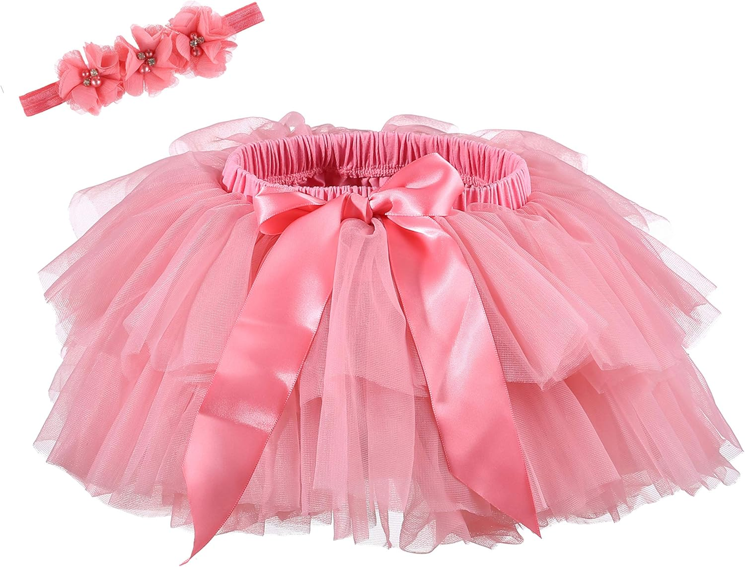 Baby Girls Tutu Skirt Headband Set Toddler Ruffle Tulle Diaper Covers 6-24 Months