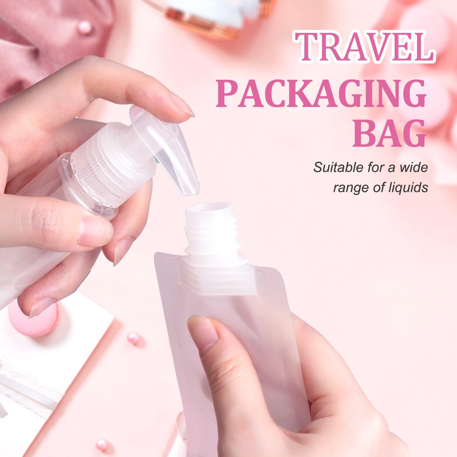 Travel Pouches for Toiletries, 2025 New Portable Travel Fluid Makeup Packing Bag, Stand up Pouch, Refillable Clear Travel Containers for Shampoo Conditioner Lotion Soap Liquids ﻿, 12Pcs Mix, 50ML image number 2