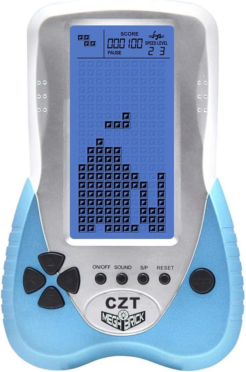 CZT Upgraded Version of Large-Screen Brick Game Console with Adjustable Blue Backlight Support Plug-In Headset Built-In 23 Games Rechargeable Nostalgic Leisurely Puzzle Children'S Gift