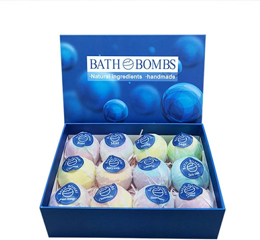 12Pack/Lot Natural Bath for Men Detoxifying and Nourishing Soothing Bath Bombss for Women Gifts Bath Bombss Moulds, Blue