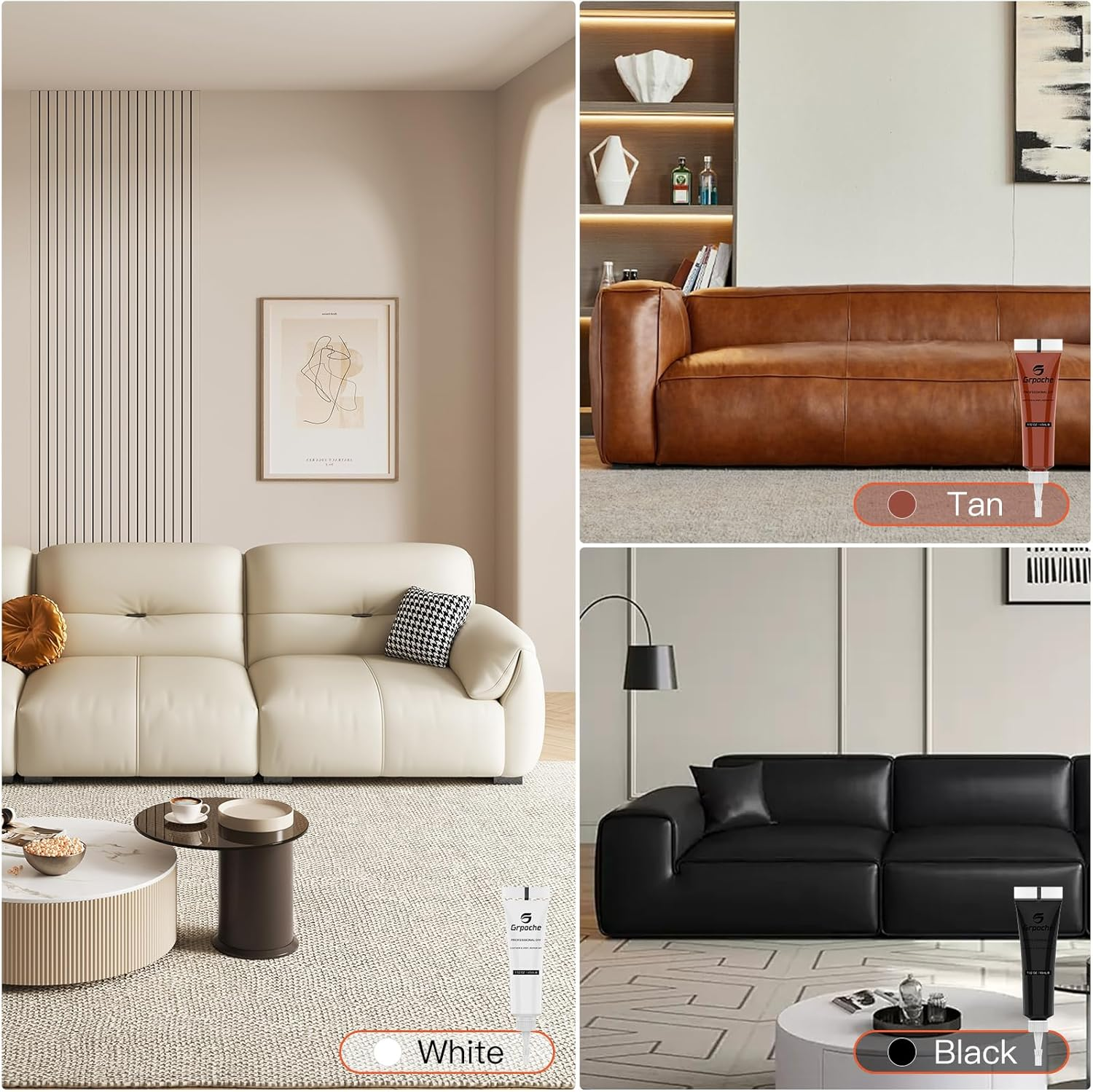 Leather Repair Kit, Leather Repair Cream and Repair Filler, Tools, Conditioner for Furniture and Car Interior, Leather Couch Scratch Repair, Leather Dye Paint for Cracked and Damaged Leather image number 4