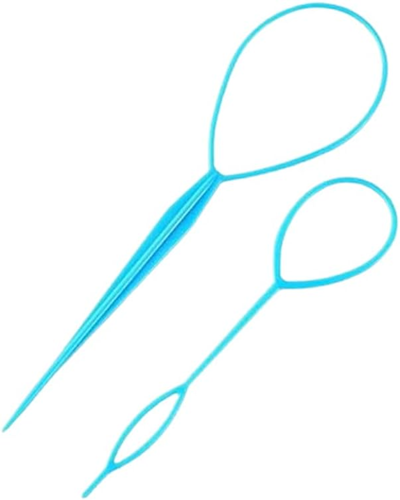 Quick Hair Looping Tail Tool 2Pcs French Braid Loop Ponytail Pull through Long Hair Holders Styling Maker Hair Braiding Topsy Tail Hair Styling Tools Kit Red