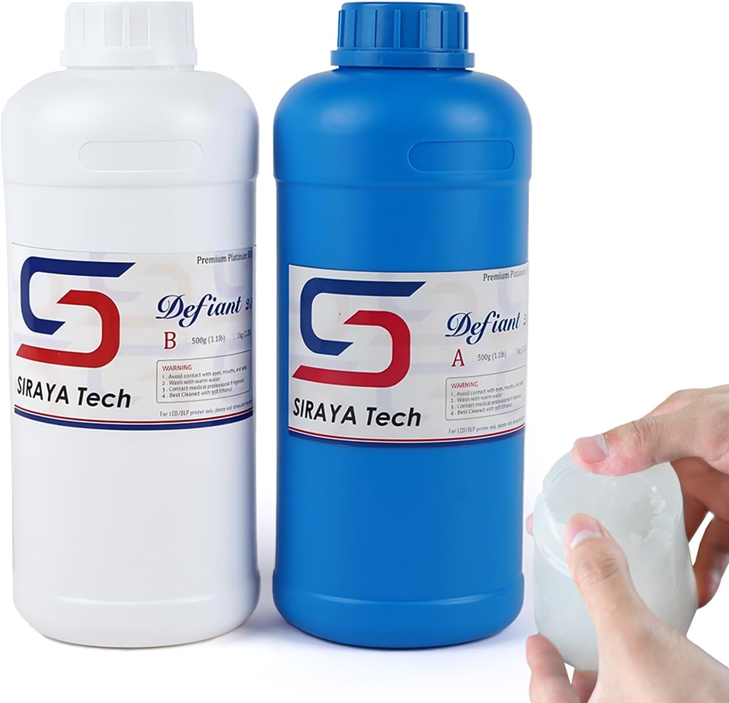 Siraya Tech Defiant 25 Platinum Silicone Mold Making DIY Kit, 25A Hardness, Translucent, Ideal with 3D Printing UV Resin, Easy to Stop Curing Inhibition, No Coating, for Casting Epoxy Resin (35.27 Oz)