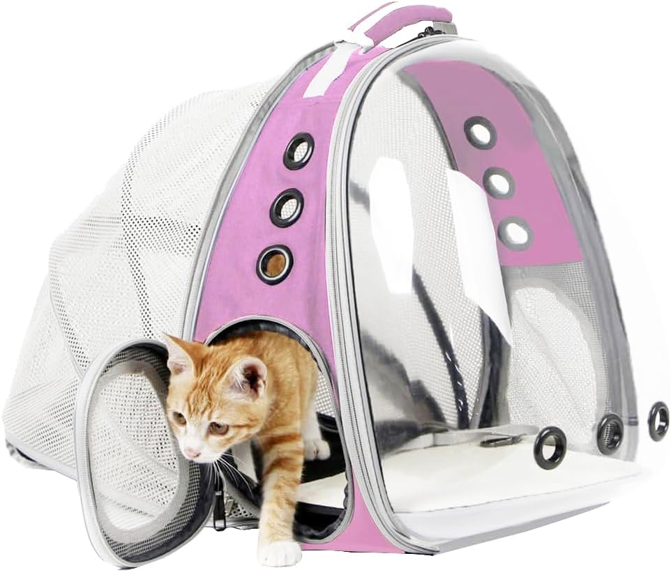 Clear Cat Backpack Carrier, Back Expandable Pet Backpack for Small Dog, Space Capsule Bubble Transparent Kitten Carry Bag for Traveling and Hiking, Airline Approved - Black image number 4
