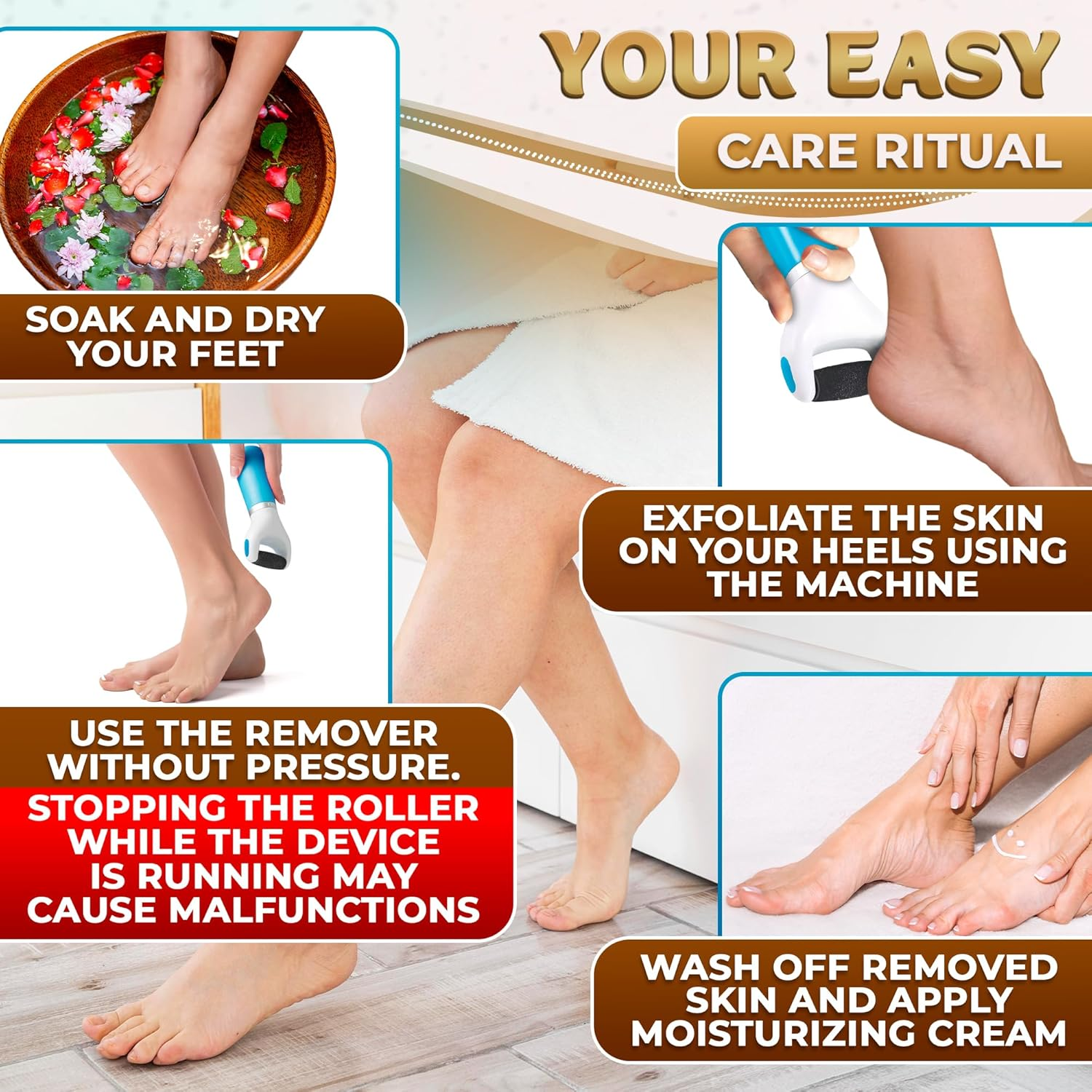 Electric Foot Callus Remover Tool | Batteries Not Included &ndash; High-Speed Foot Grinder with Easy-To-Replace Roller &ndash; On-The-Go Electric Callus Remover for Feet | Pedicure Tools for Feet Smoothing image number 1