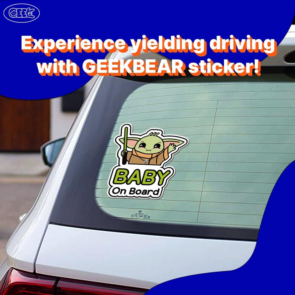GEEKBEAR Baby on Board Sticker for Cars - Magnet, Sign, Decal - Cute and Funny Baby in Car Sticker (05. Cute Alien Boy) image number 2