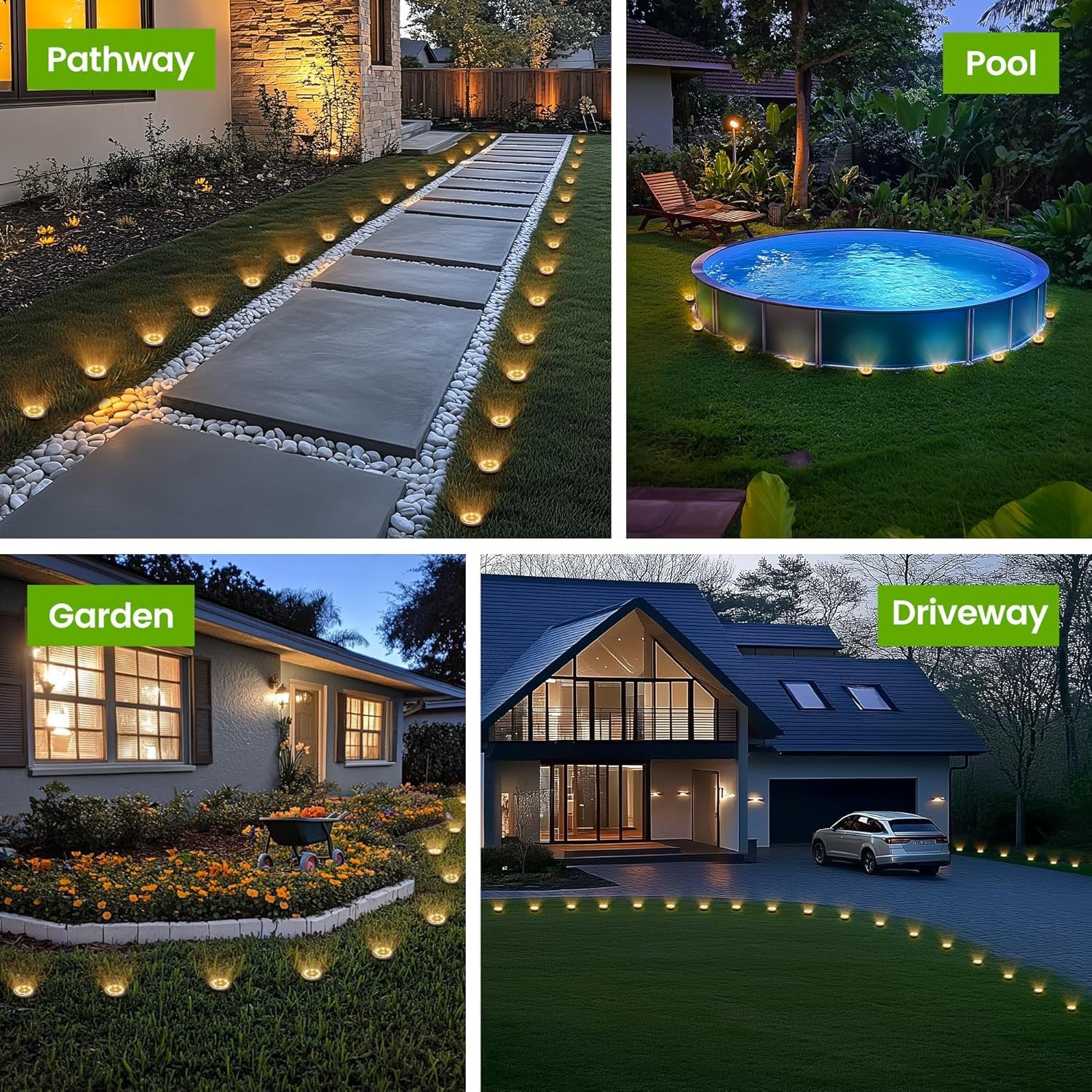 Solar Ground Lights, Waterproof Garden Lights Outdoor 12 Pack, Upgraded Solar Garden Lights, In-Ground Lights LED Landscape Lighting for Pathway Patio Walkway Yard Lawn Deck, Warm White image number 6