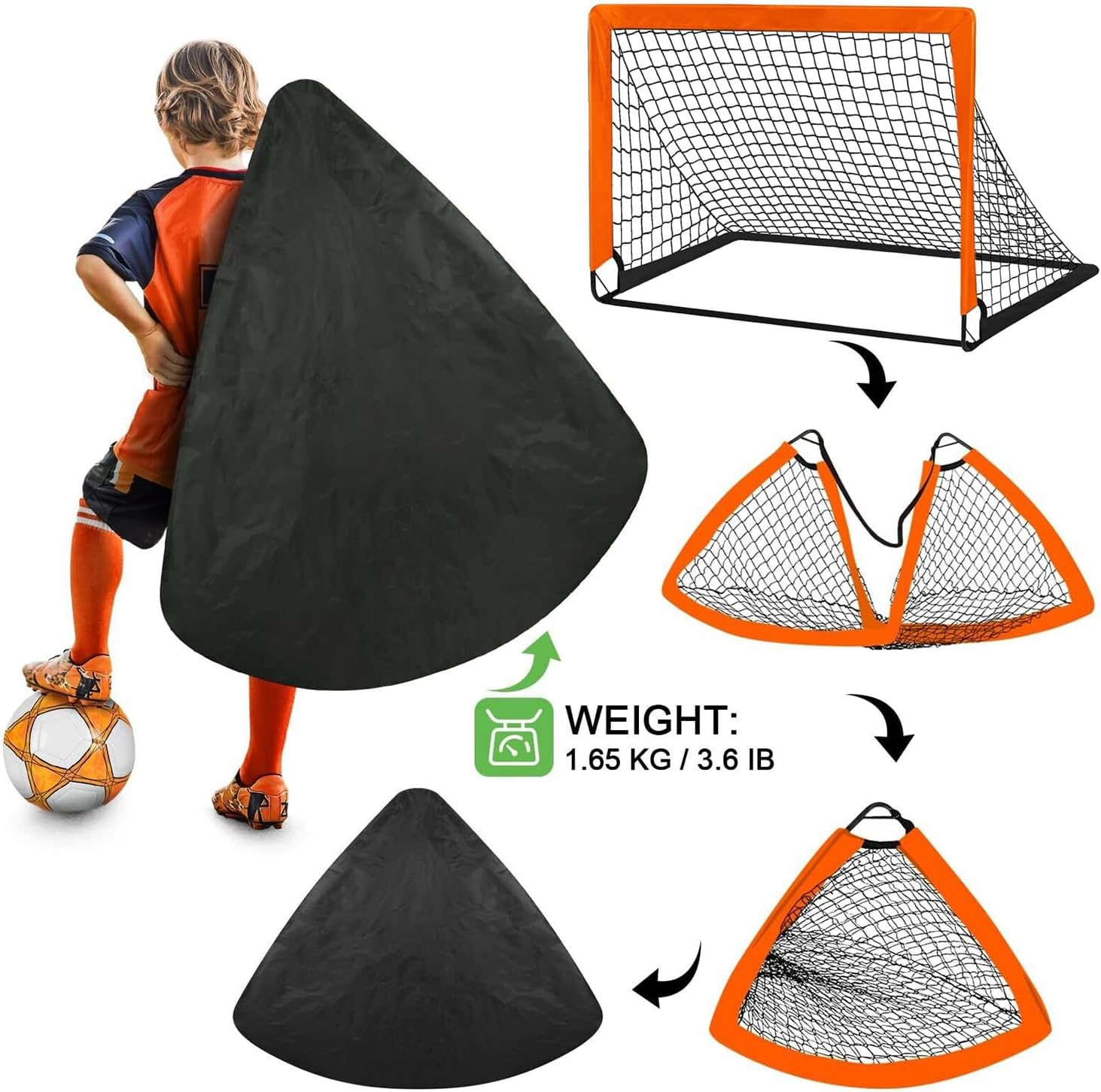 Soccer Goal Set 4'X 3' Portable Training Soccer Goal Soccer Training Equipment for Backyard Lawn,Easy to Assemble Pop up Soccer Set,Foldable Pop-Up Soccer Goals Set for All Ages Gifts image number 5