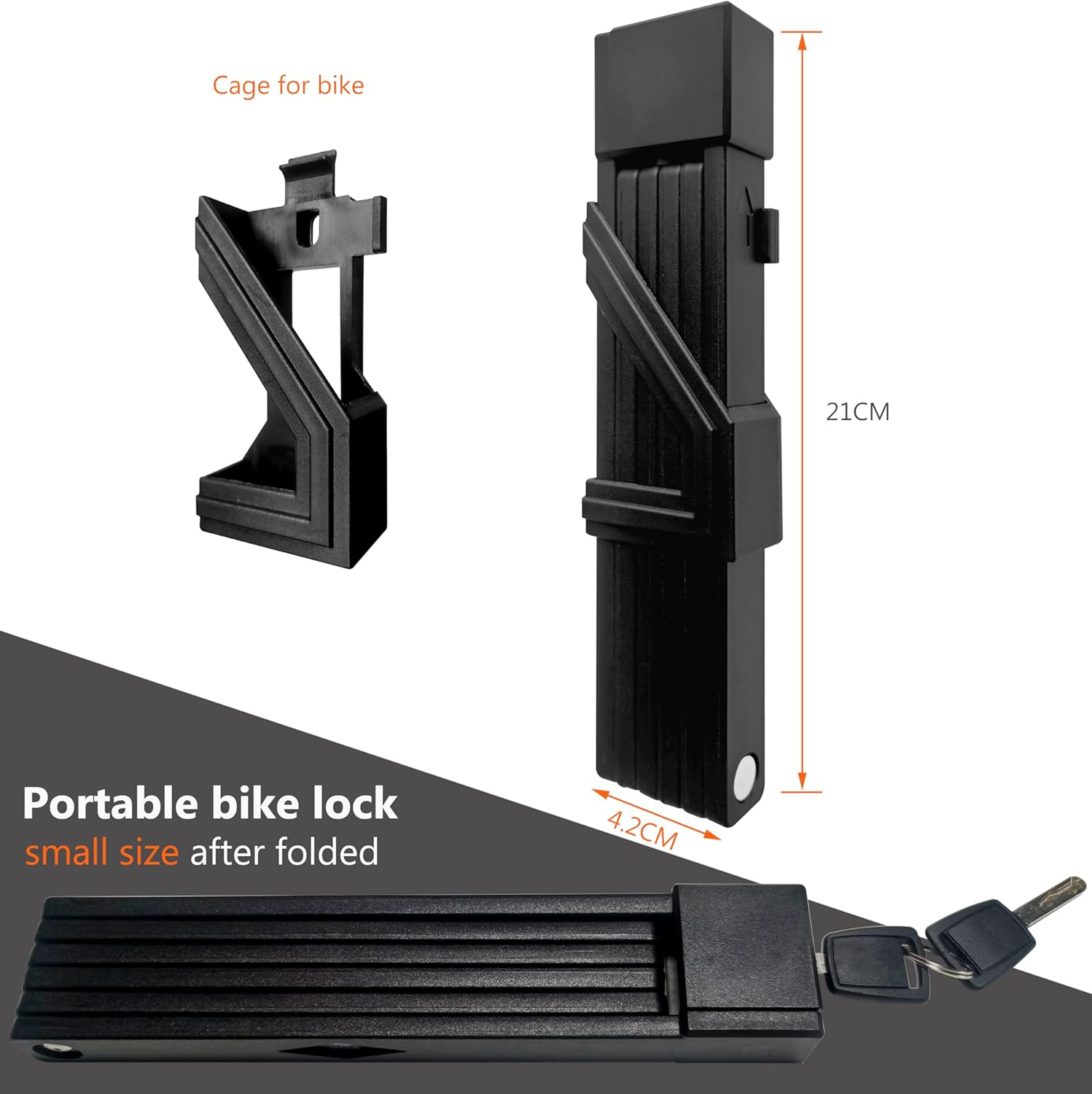 Reelau Folding Bike Lock, Alloy Steel Hinged Arms Bike Lock for MTB Road Bike Heavy Duty Foldable Bike Chain Lock Anti-Theft Bicycle Folding Lock with Bracket Bicycle Lock Strong Security