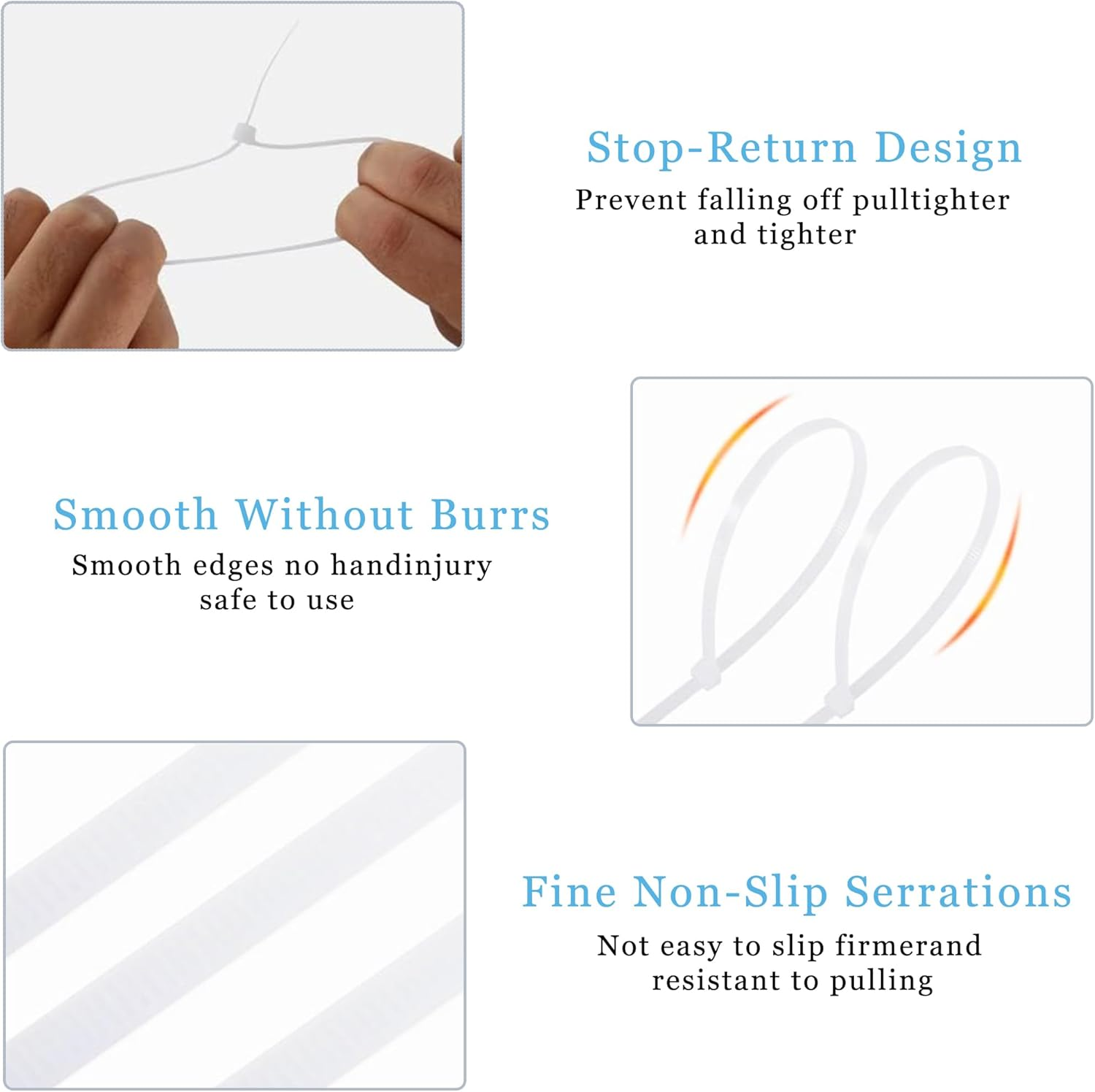 Eastrise Cable Ties,Thick Heavy Duty Large Strong Nylon Plastic Self Locking,450Mm&times;4.8Mm,(18 Inch/45 Cm) Extra Long Zip Tie Wraps(50 Pack/White) image number 3