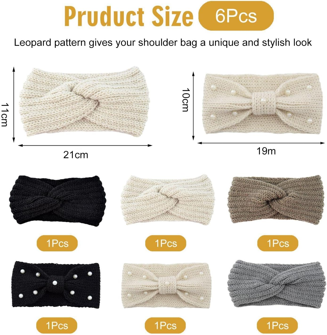 Pack of 6 Knitted Headbands, Women'S Headband, Fashionable Simple Headband, Warm Headband, Elastic Headband