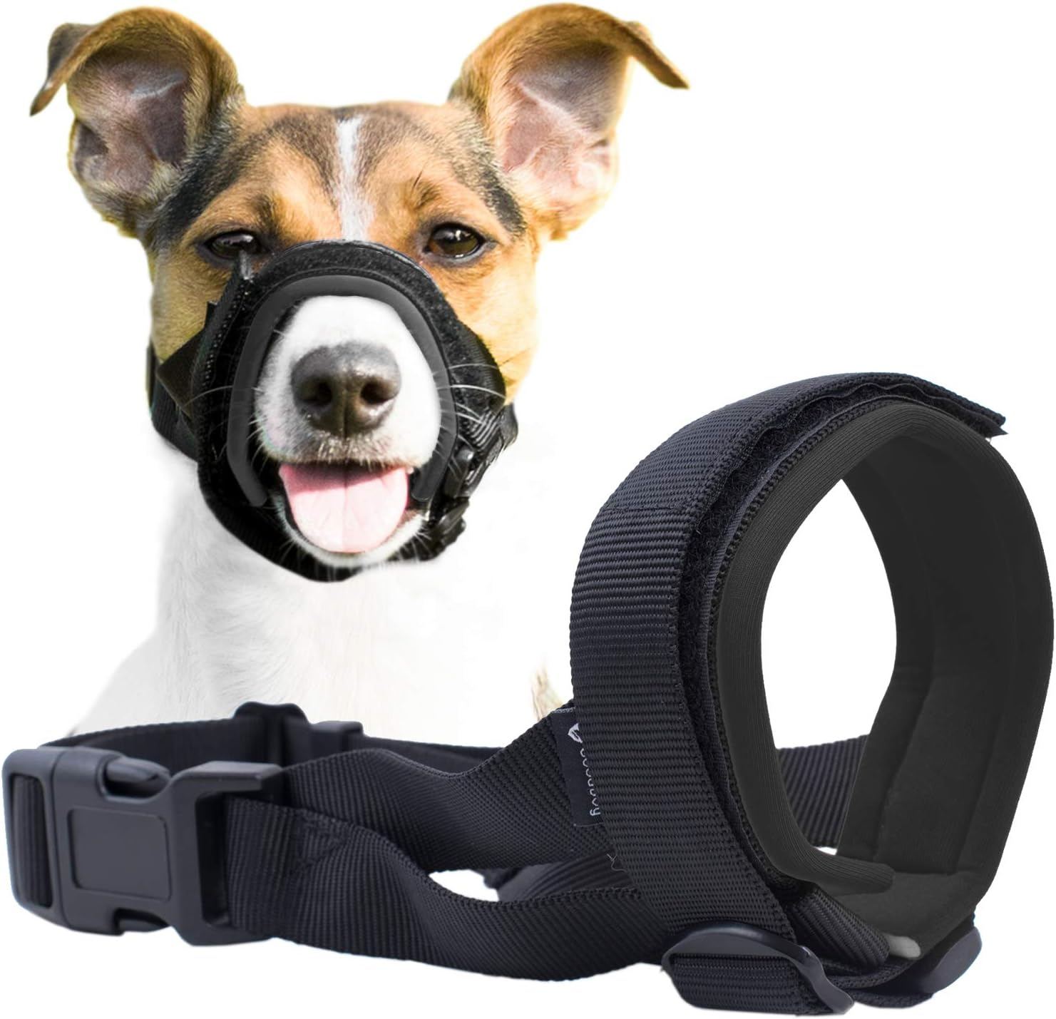Gentle Muzzle Guard for Dogs - Prevents Biting and Unwanted Chewing Safely &ndash; New Secure Comfort Fit - Soft Neoprene Padding &ndash; No More Chafing &ndash; Training Guide Helps Build Bonds with Pet (L, Pink) image number 2