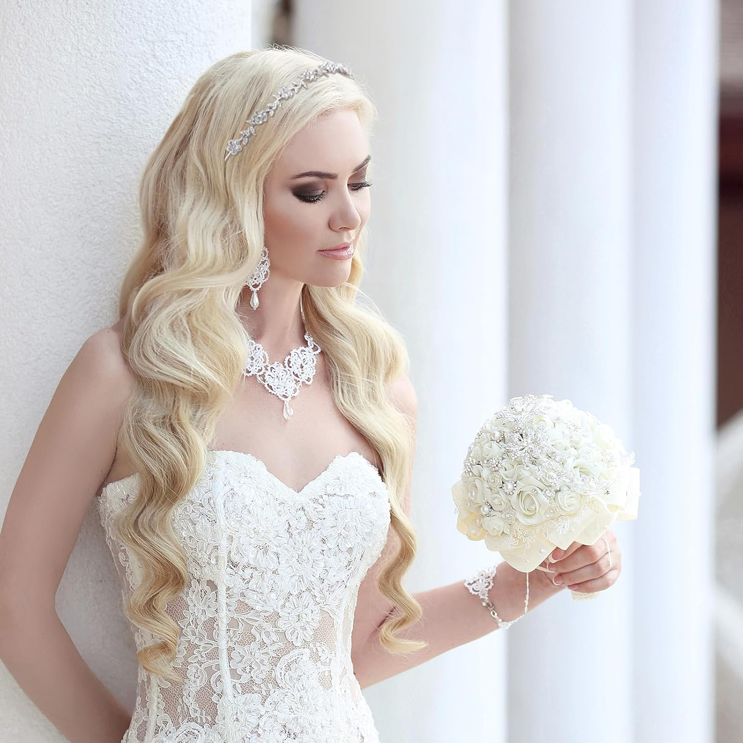 Prasacco Pack of 4 Silver Rhinestone Headband, Wedding Bridal Headband, Rhinestone Headband for Women and Girls, Sparkling Crystal Hair Band for Wedding, Dance, Party, Stage, Daily Life (4 Styles) image number 3