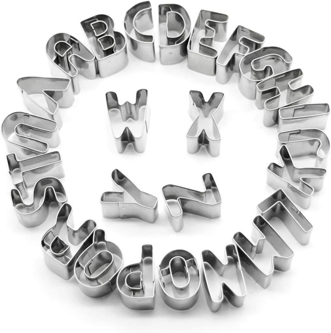 26 Capital Letter Cookie Cutter Alphabet Cake Cookie Mold Stainless Steel Biscuit Mould Press Icing Plunger Letter Baking Stamp Modelling Cutter for Fondant Cake Biscuit Baking Fruit Vegetables
