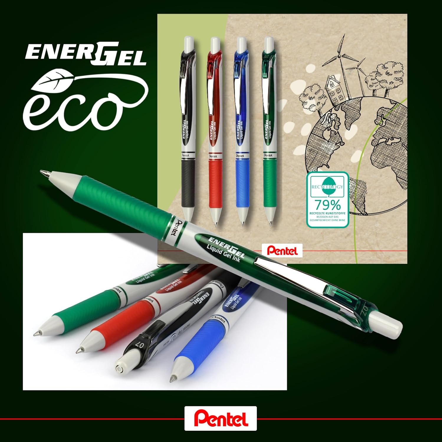 Pentel Energel Xm Eco Green - Pack of 12