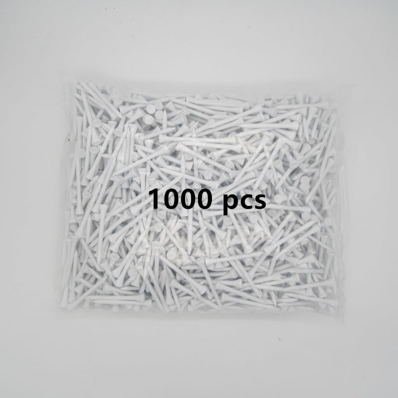 Hh-Golf 1000 Pcs Golf Tees Bulk Wood Tees 2 3/4 Inch (7.0Cm) Tall, Less Friction Professional White Wooden Tees for Clubs