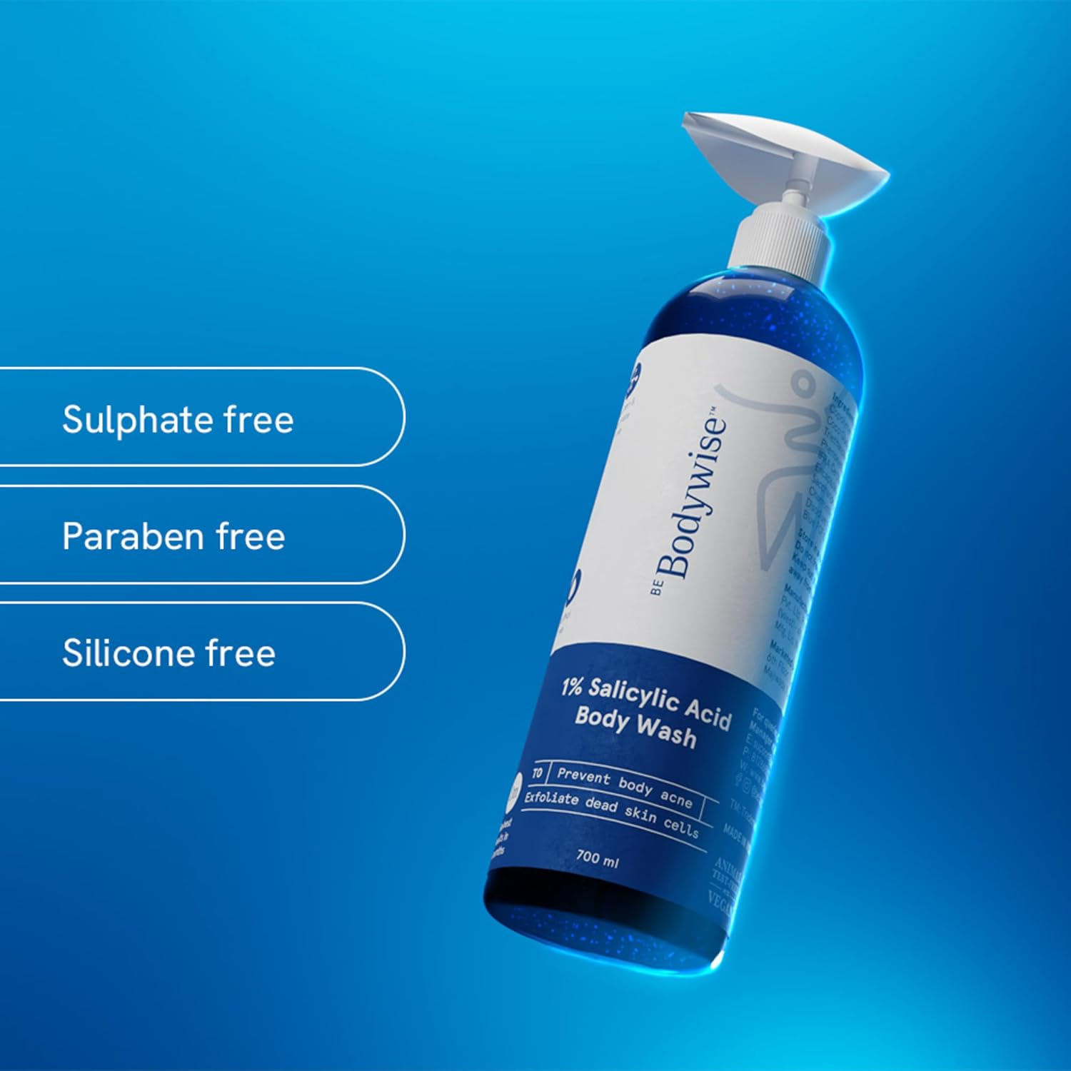 Be Bodywise 1% Salicylic Acid Body Wash 700Ml | Prevents Body Acne, Bumpy Skin, Exfoliates & Deep Cleanses Skin | Paraben & SLS Free | Suitable for All Skin Types | Body Shower Gel image number 3