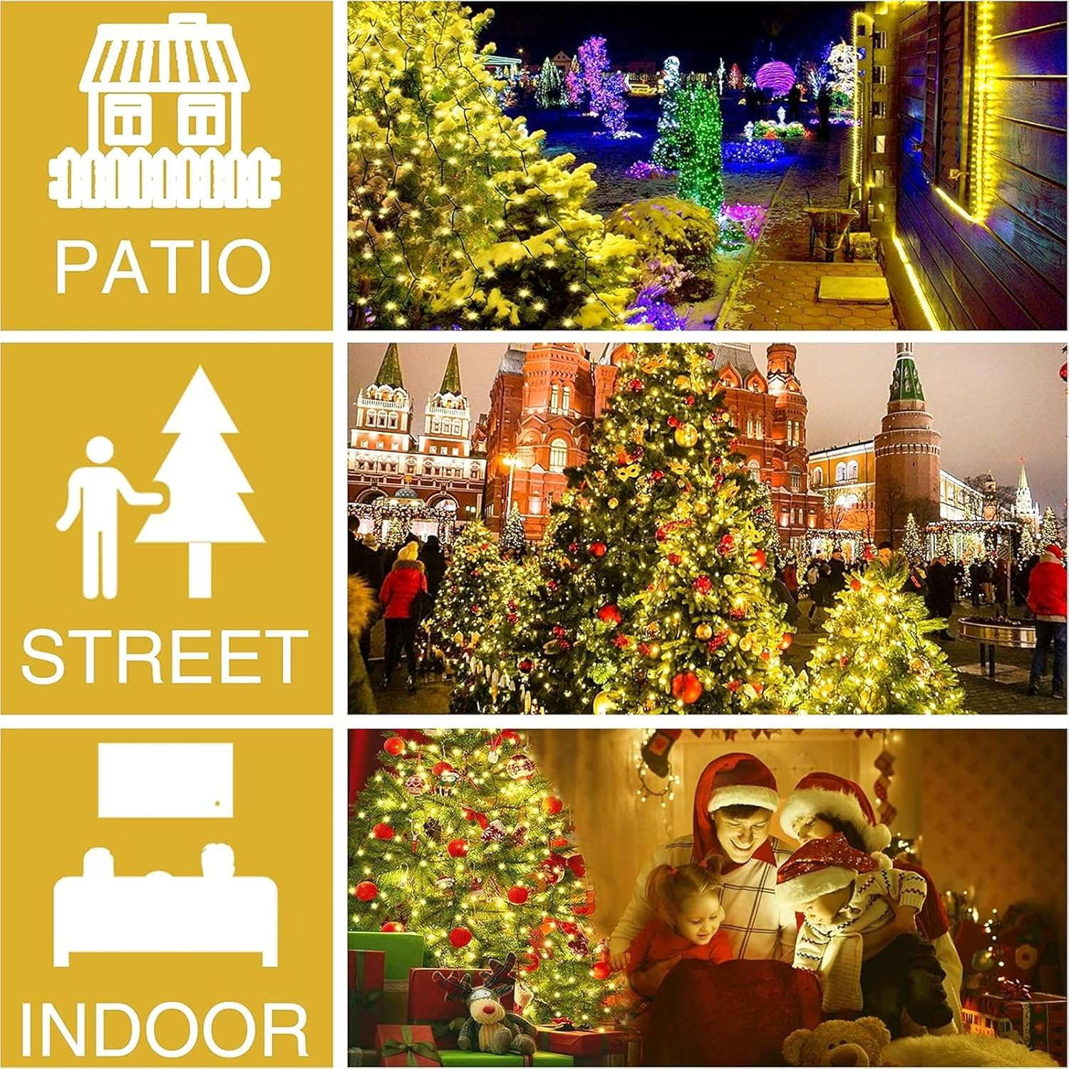 Christmas Tree Lights 400 LED, 2M X 16 Lines Easy to Install Christmas Lights with 8 Modes, Christmas Decorations Christmas Lights or Indoor Outdoor Yard Garden Patio Xmas Tree Decorations, Warm White image number 3