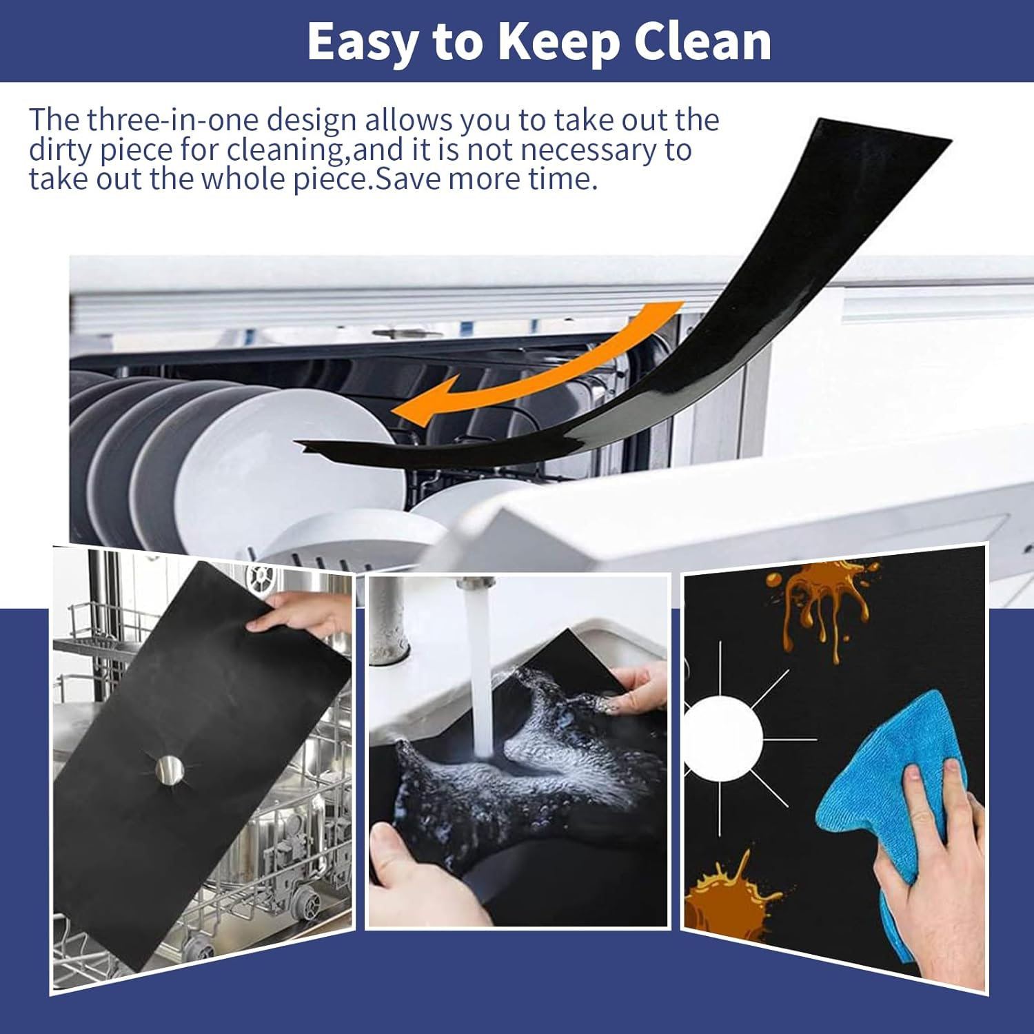 2 Set of 6 Pcs Gas Stove Burner Covers, Universal 5 Holes Gas Stove Protectors, Non-Stick Washable Stove Top Liners, Reusable Heat Resistance Gas Range Mat Fast Clean Liners for Kitchen Cooking (6)