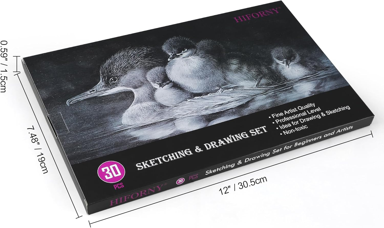 HIFORNY 30 PCS Sketching Drawing Pencil Set,Sketch Pencils Art Supplies with Graphite,Charcoal,Blending Tools,Accessories,Drawing Kit for Adults Artists image number 2