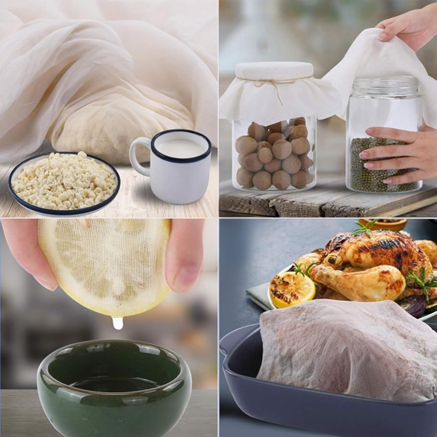 Cheese Cloth - Cheese Cloth for Tension | Reusable Nut Milk Tension Fabric | Unbleached Yogurt Tension Fabric | Kitchen Gadgets for Fine Mesh, Supplies, Soy Milk Yogurt Coffee image number 2